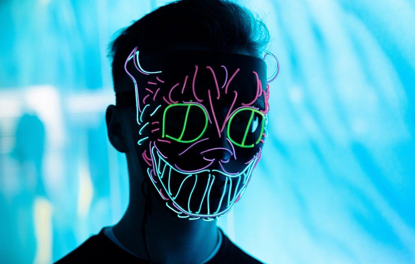 1332x850 Wallpaper light, glow, man, blur, neon, situations, anonymous