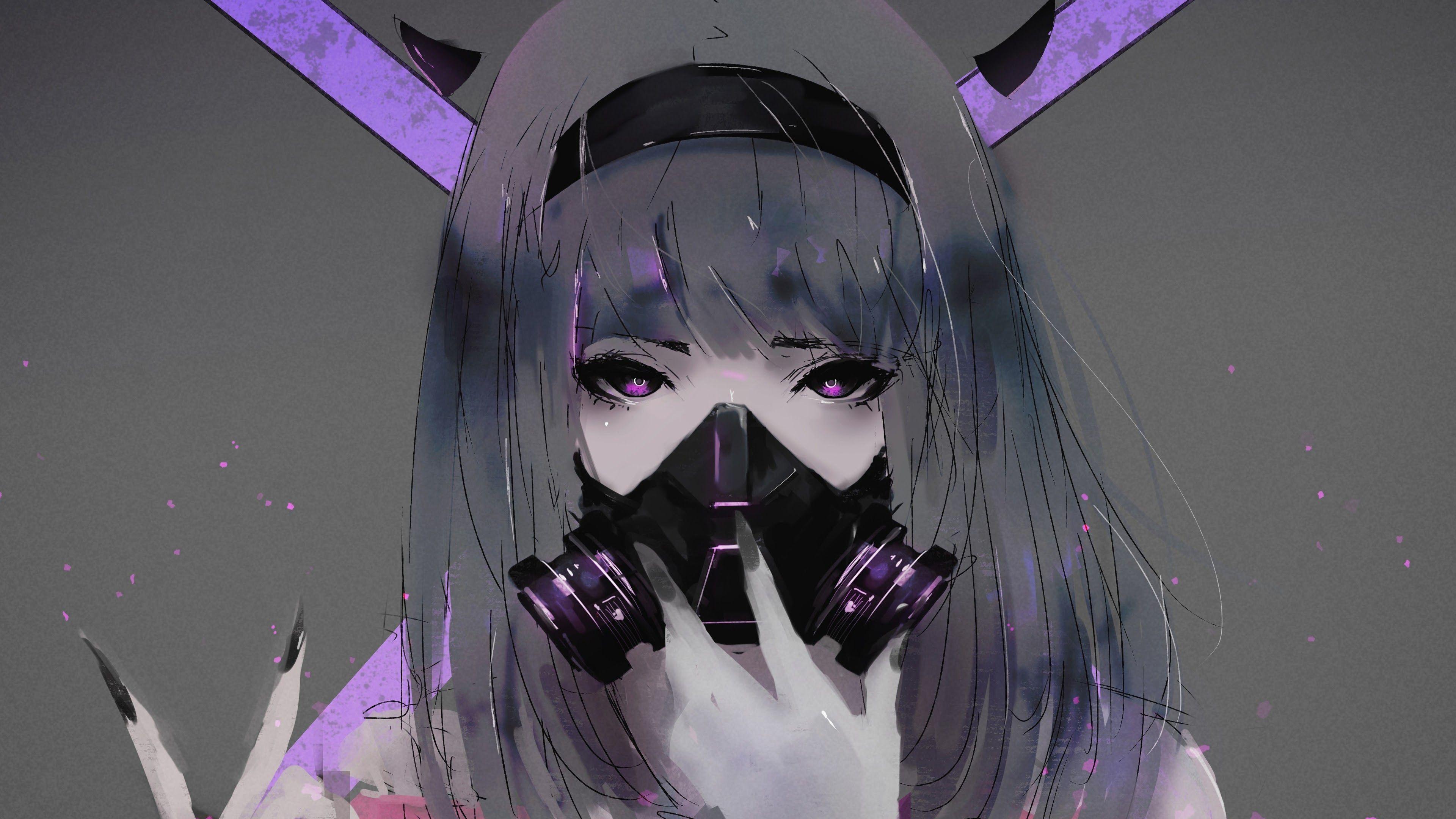 3840x2160 Anime Girl Gas Mask 4K 3840x2160 Wallpaper