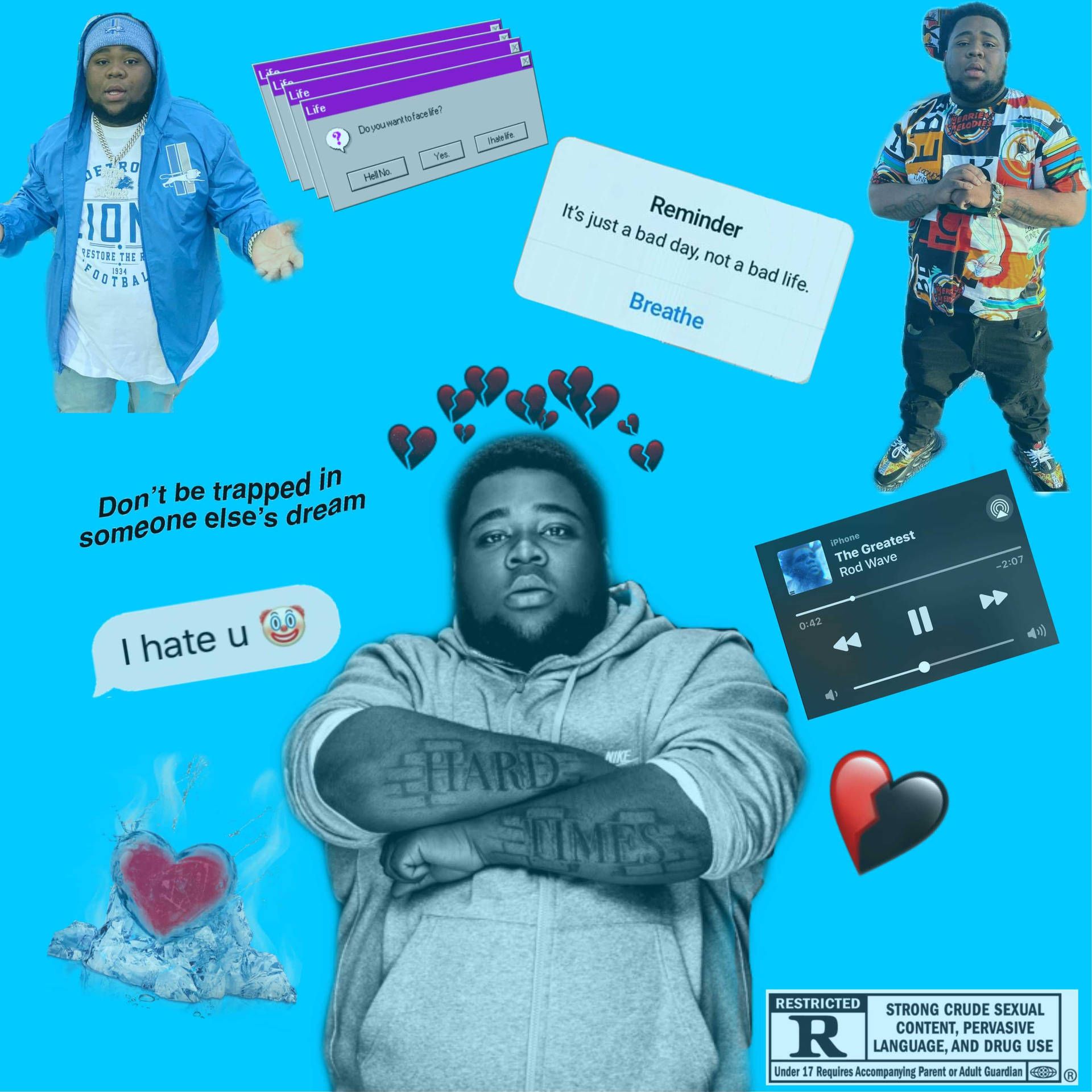 1920x1920 Download Rod Wave Digital Collage Wallpaper