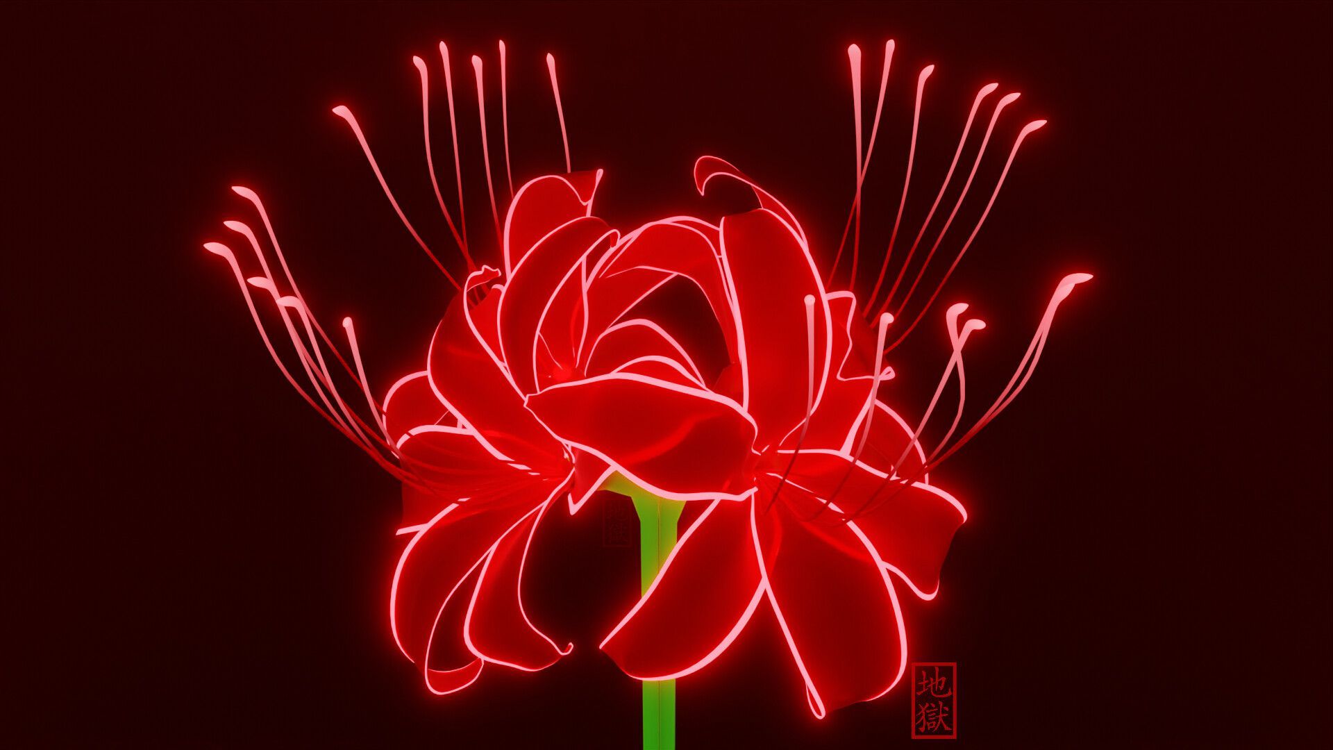 1920x1080 Red Spider Lily neon