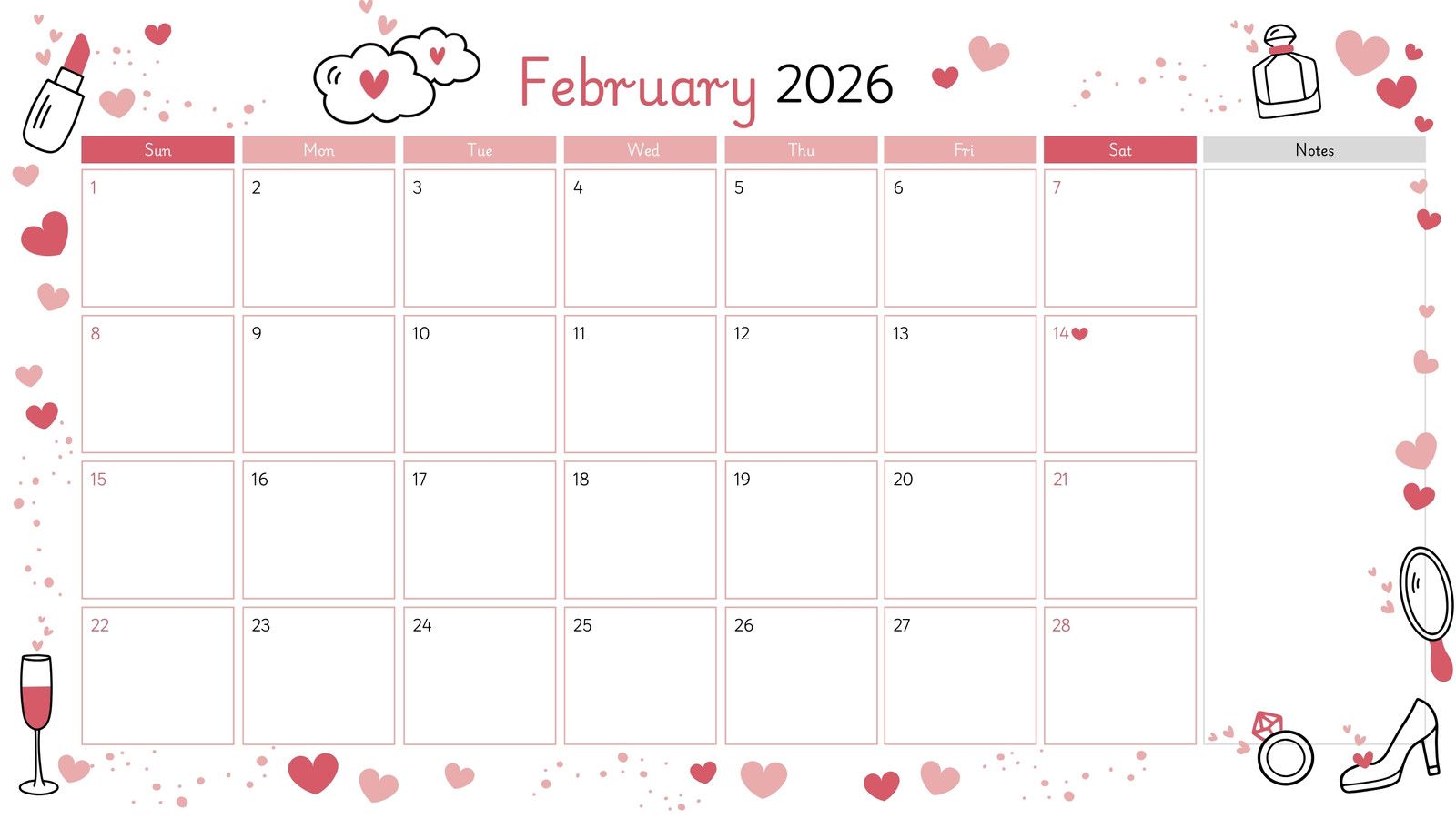 1600x900 Free and customizable february templates