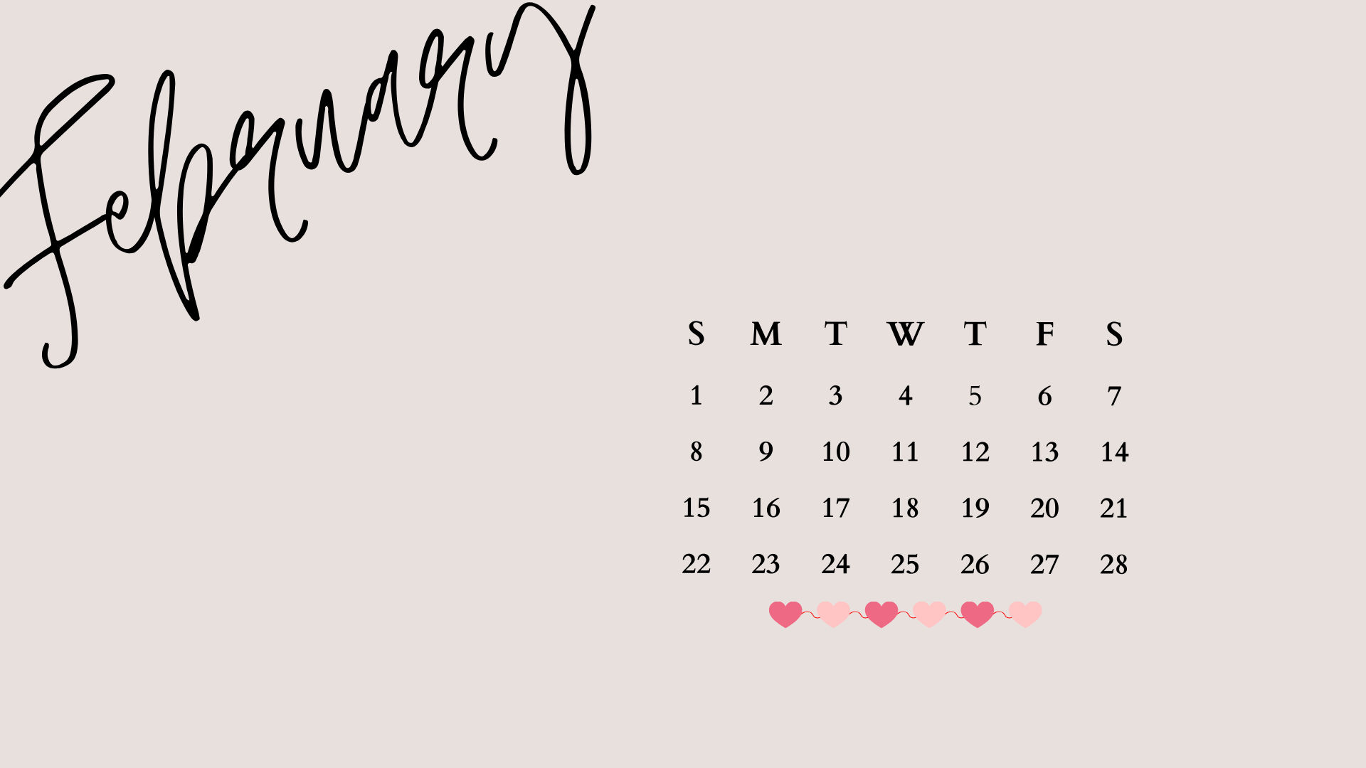 1920x1080 Free February 2026 Desktop Calendar Background (EASY DOWNLOAD)
