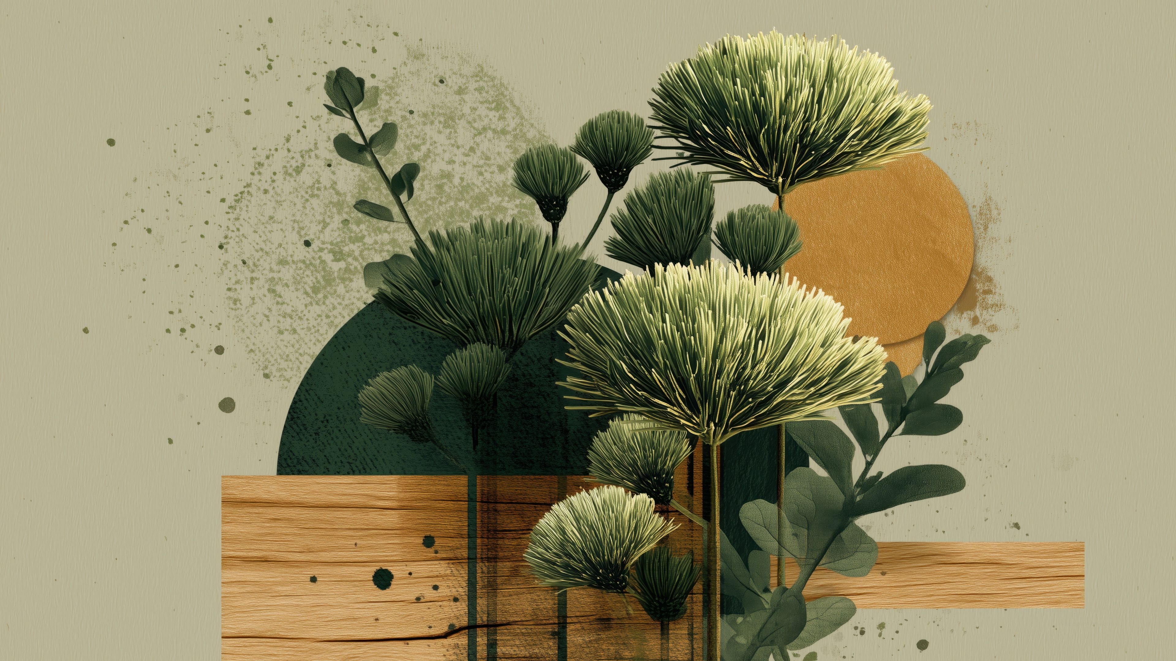 3840x2160 Plant art Wallpaper 4K illustrations, Natural motifs