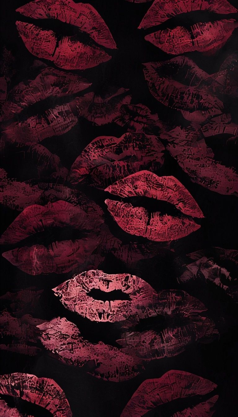 768x1344 Bold Red Lipstick Kiss Marks Abstract Art Mobile Wallpaper