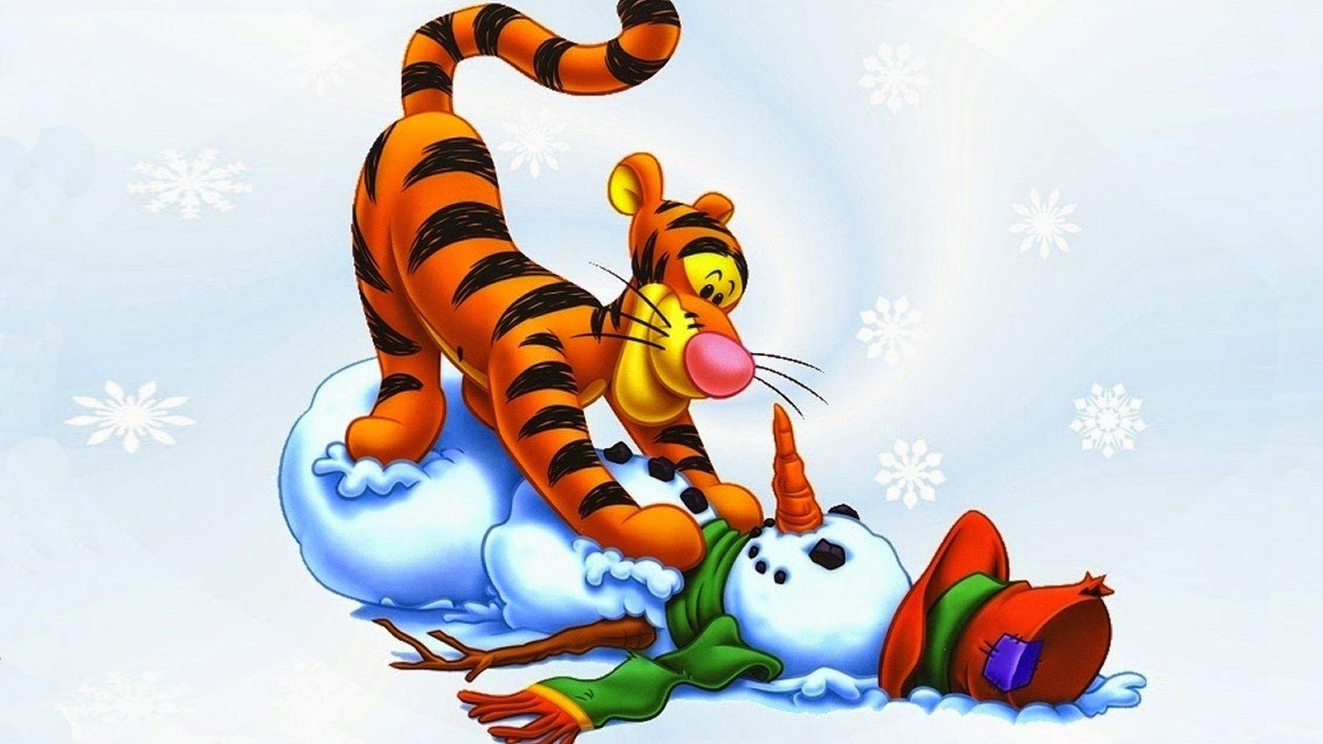 1920x1080 Winnie The Pooh Tigger And Snowman Photo HD Wallpaper 1920x1200