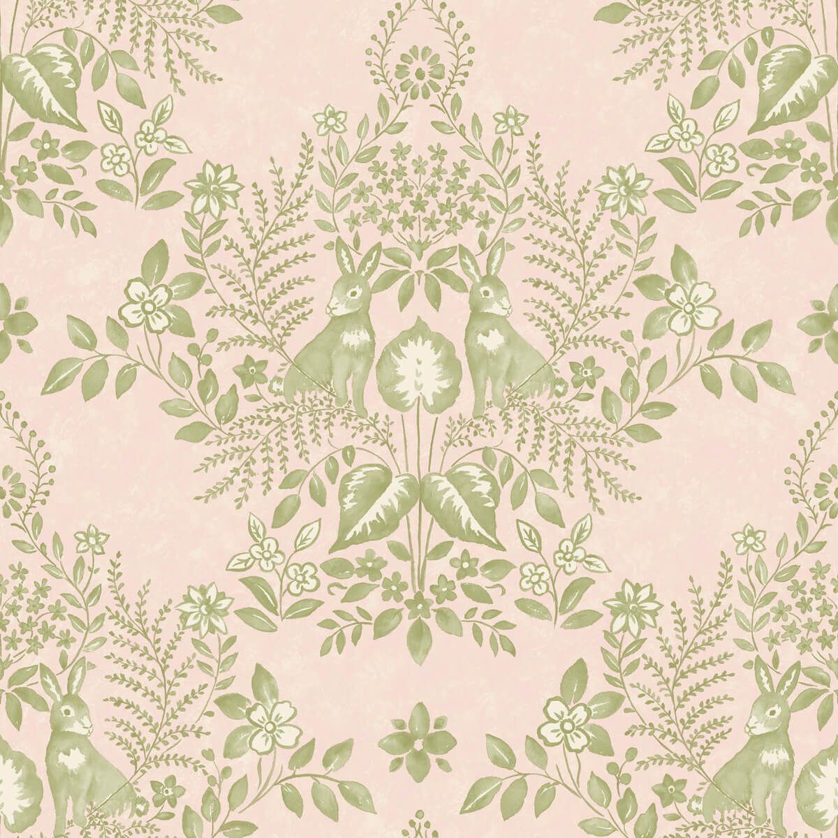 1200x1200 Erin & Ben Pink & Chartreuse Cottontail Toile Peel and Stick Wallpaper