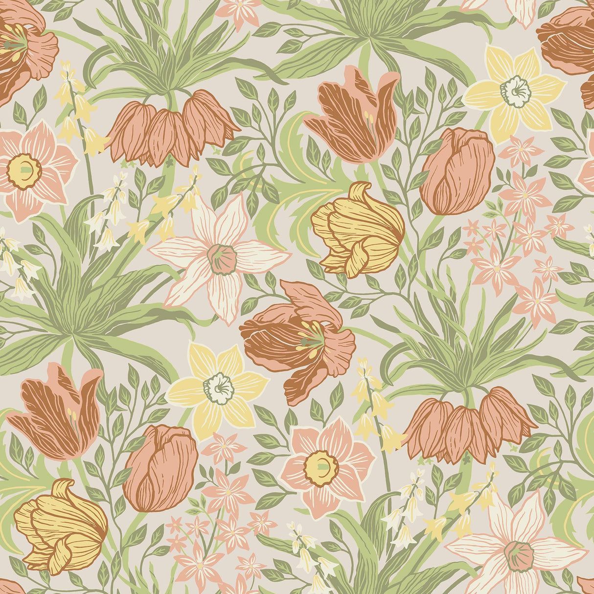 1214x1214 A Street Prints Botanica Flowers Chartreuse Wallpaper