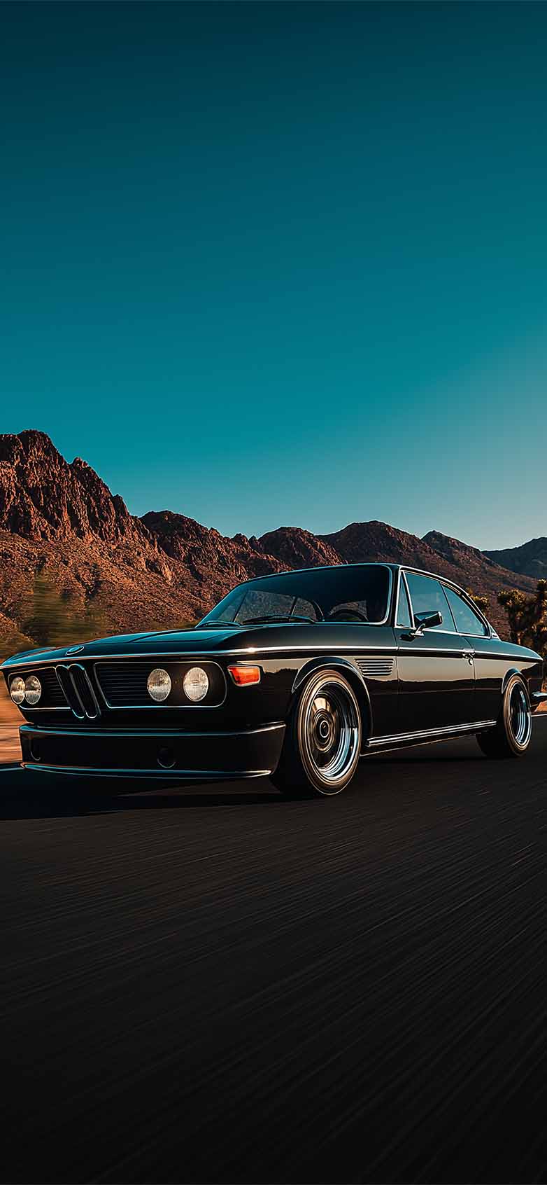 782x1692 BMW E9 Classic Black Vintage Car Wallpaper