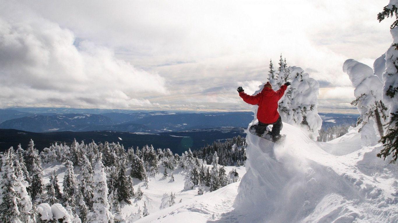 1366x768 Download wallpaper 1366x768 snowboard, extreme, winter, descent