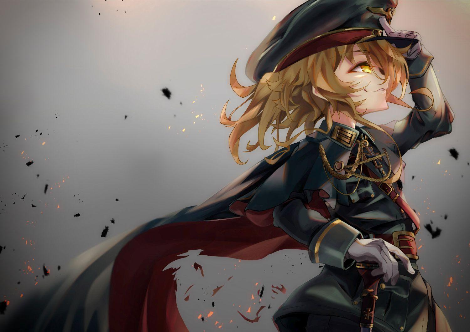 1500x1061 blonde hair cape gloves hat military short hair sword tagme