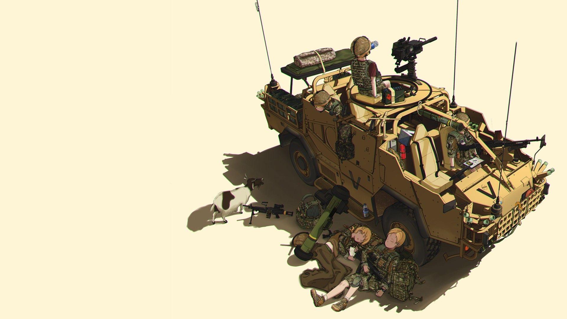 1920x1080 #military, #anime, #digital art, #APC wallpaper. Anime