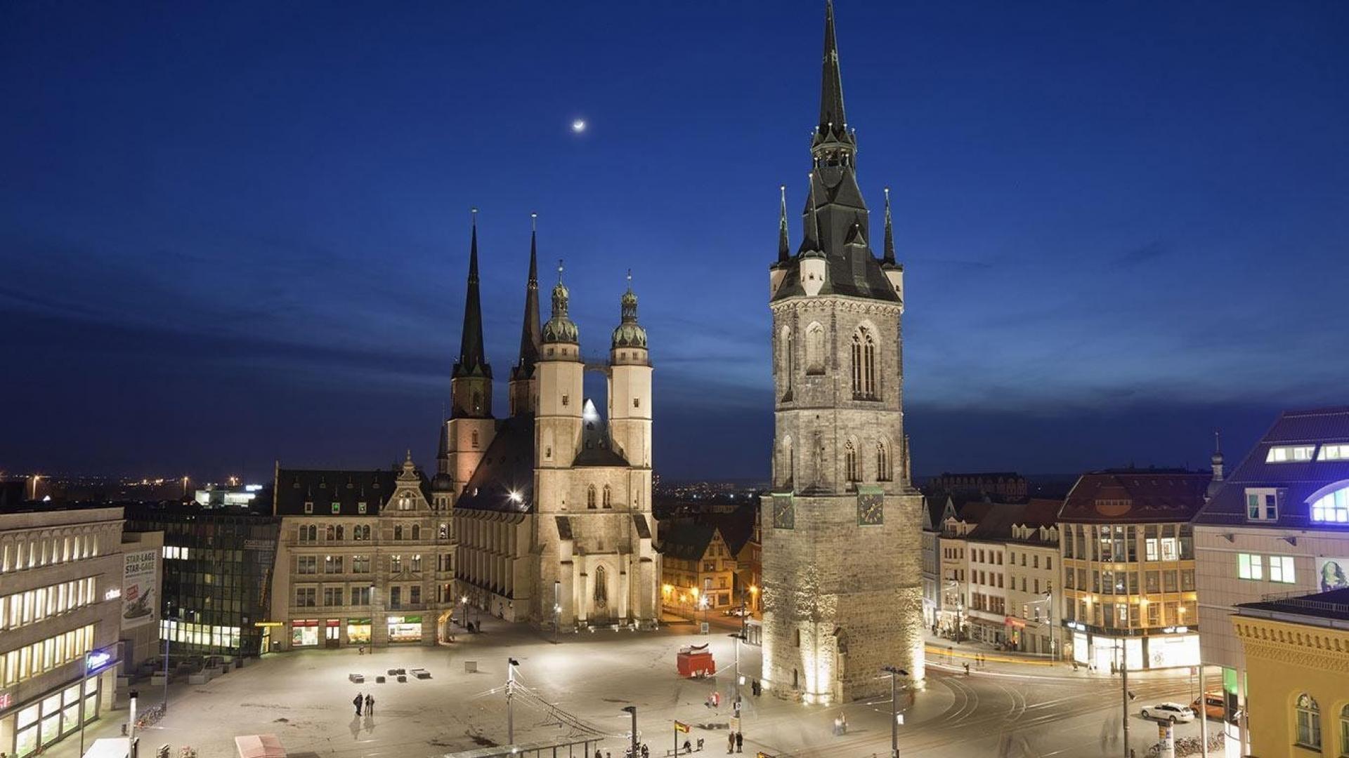 1920x1080 Cityscapes night germany moon church bing wallpaper
