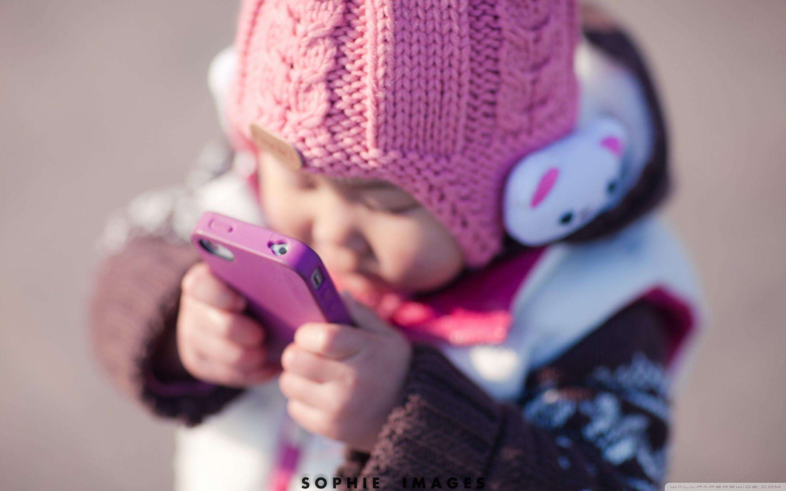 2560x1600 Download Cute Baby Talking On The Phone UltraHD Wallpaper