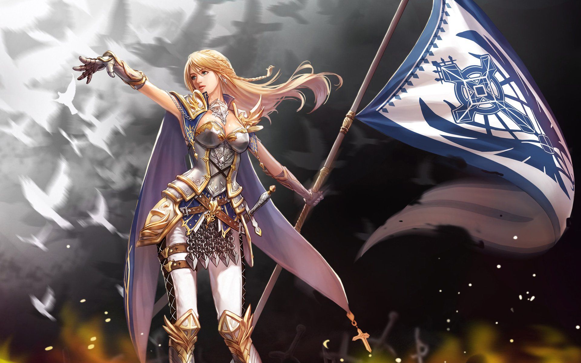 1920x1200 Blonde Warrior Queen in Shining Armor