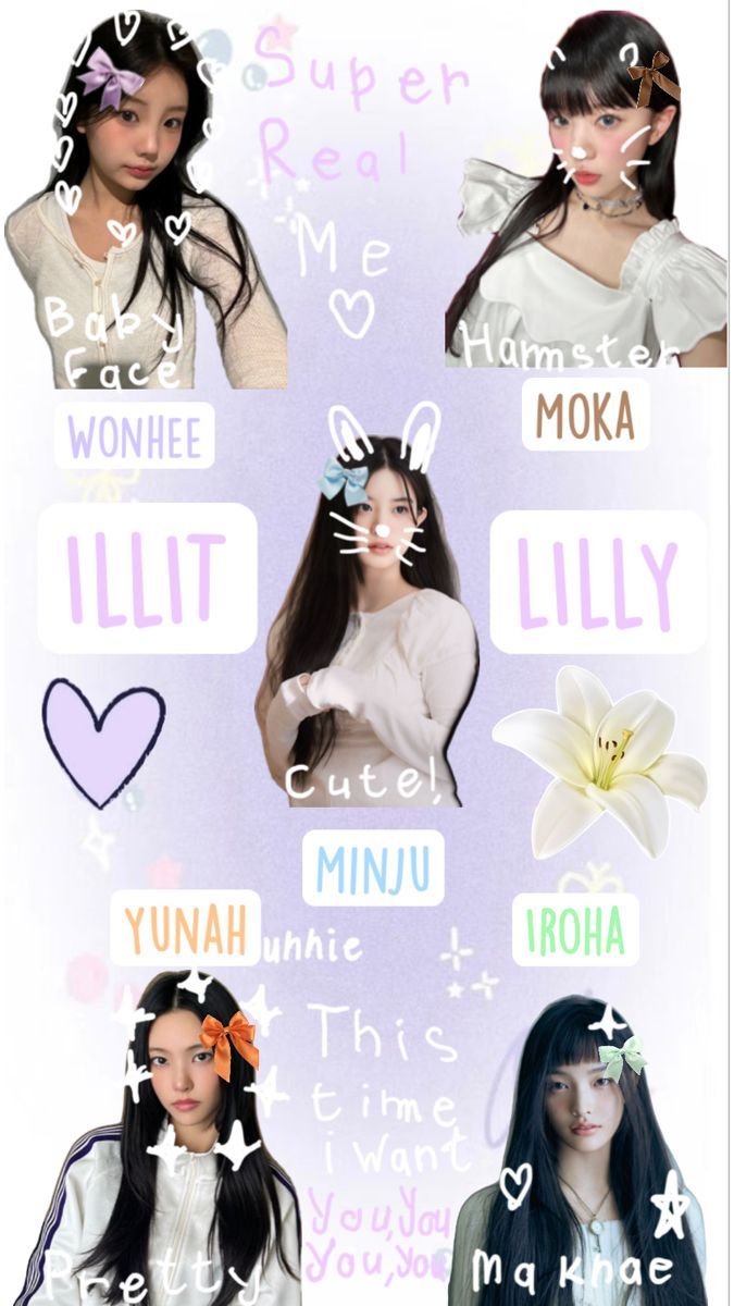 675x1200 ILLIT Wallpaper Minju Wonhee Moka Yunah Iroha Super Real Me Magnetic Lilly Coquette Cute Lucky Girl Syndrome My World Midnight Fiction