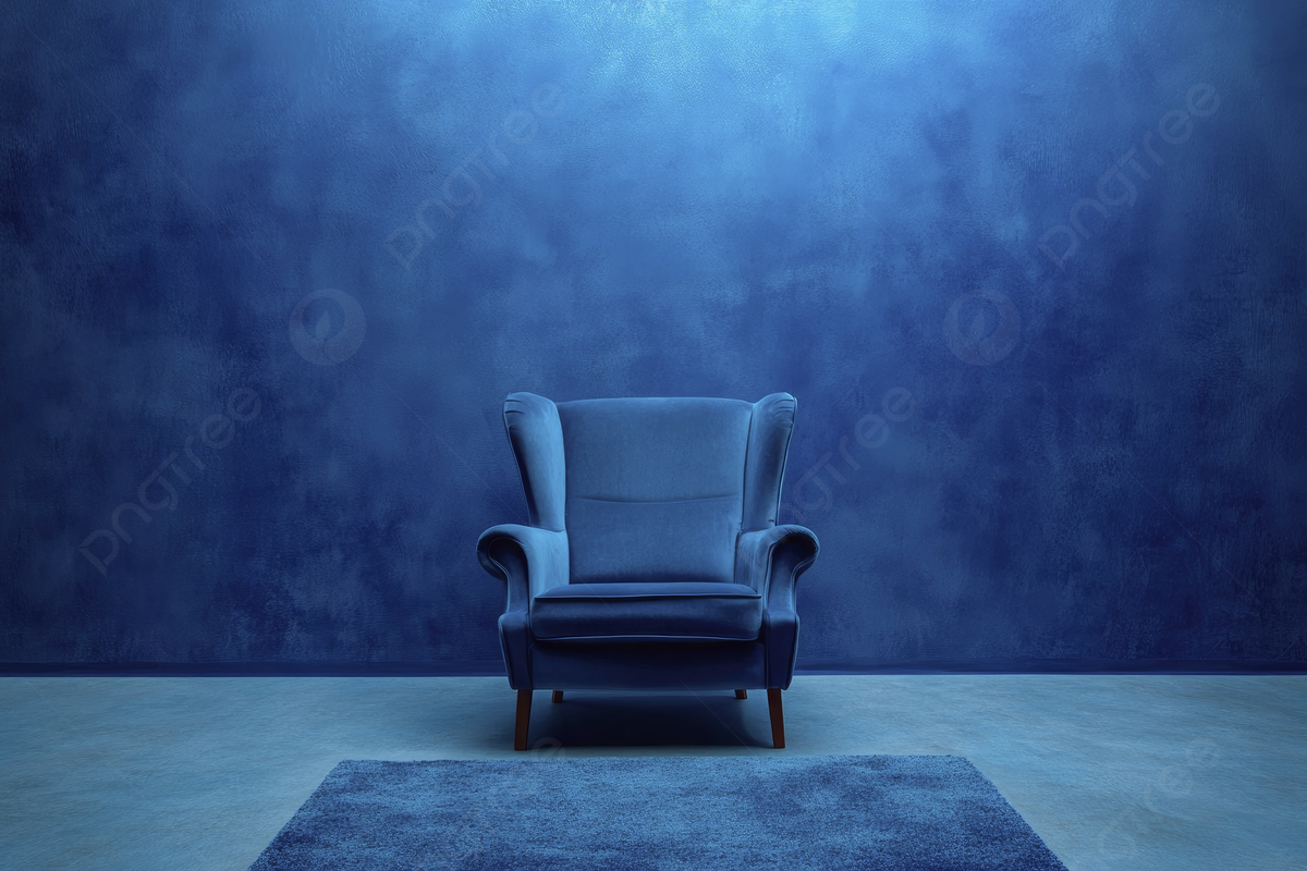 1200x800 Blue Room With An Armchair And A Carpet Against Dark Wall Background, Armchair, Blue, Room Background Image And Wallpaper for Free Download