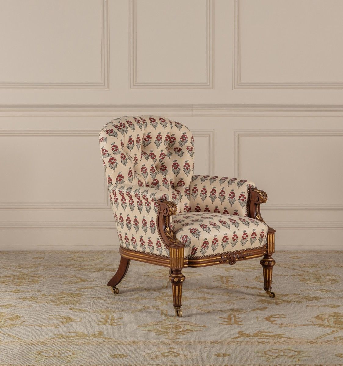 1124x1200 Wessex Armchair in Field Poppy on Heavy Linen. Robert Kime Ltd. Antiques. Fabrics. Wallpaper. Furniture. Lighting