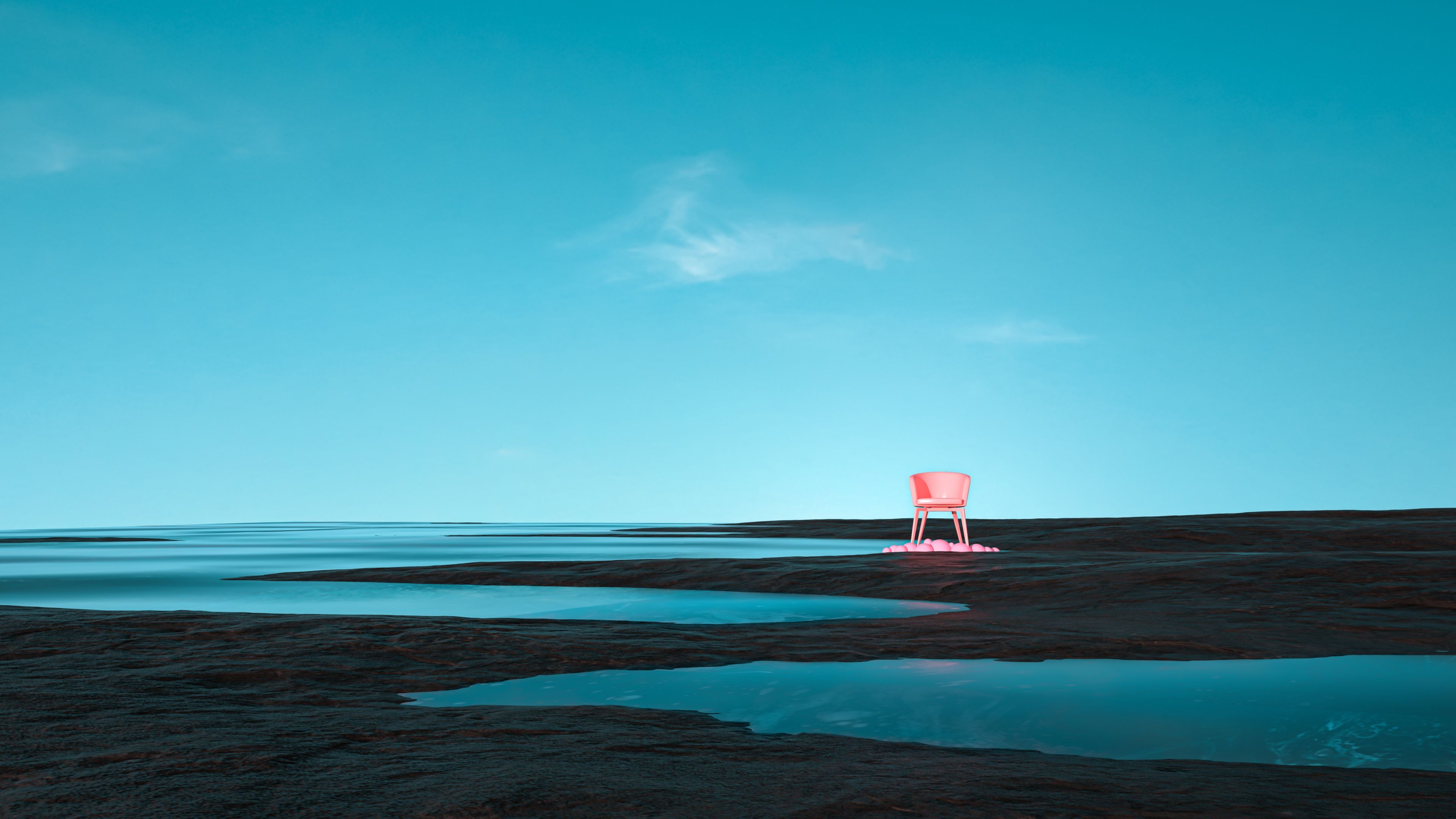 3840x2160 Chair Wallpaper 4K, Dream, Turquoise, Clear sky