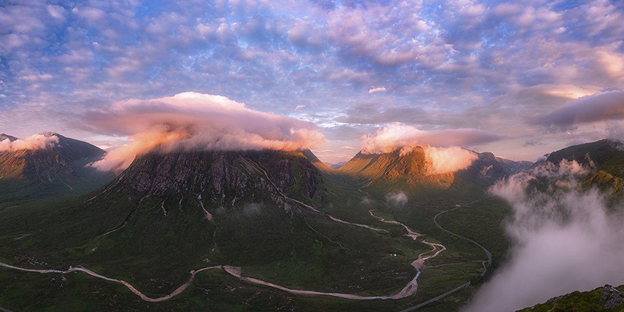 1280x640 Hình nền Scotland Glen Coe Thiên nhiên Núi Phong cảnh bầu trời 1280x640