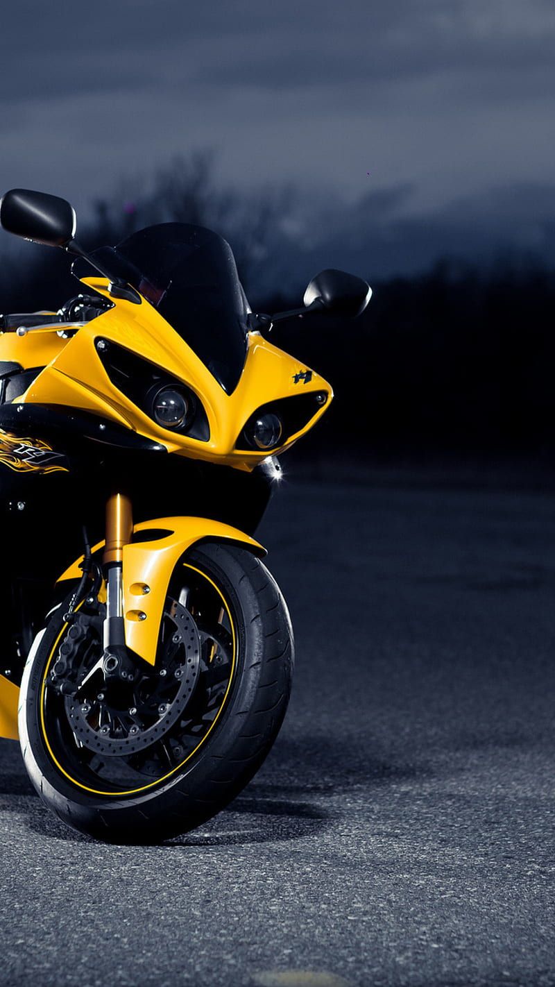 800x1422 Yamaha, big bike, crossplane, superbike, yamaha r yellow, HD phone wallpaper