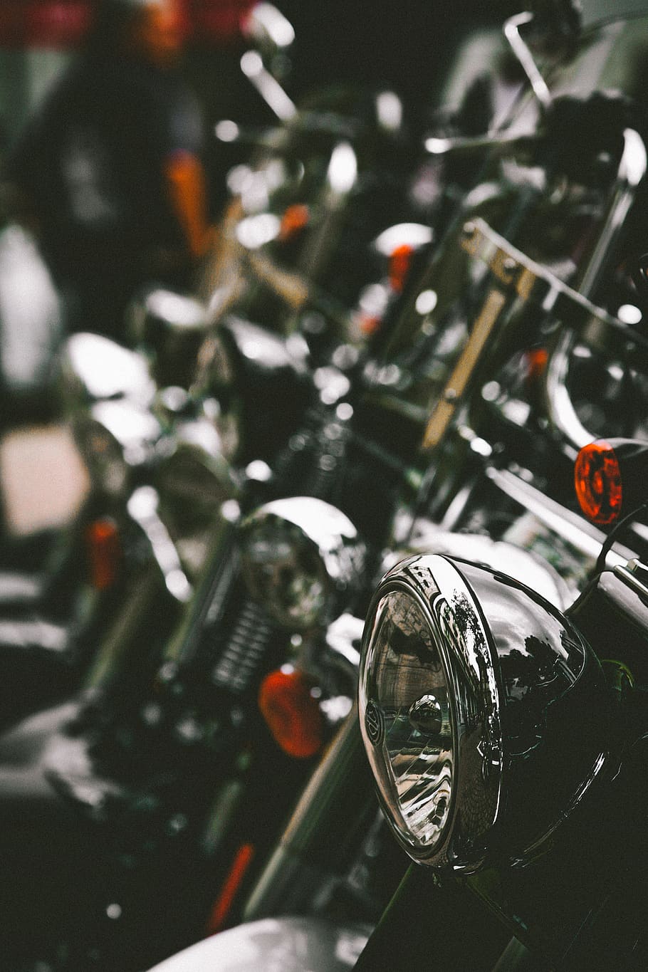 910x1365 HD wallpaper: Selective Focus Photograph of a Bike Headlight, motorbike, motorcycle