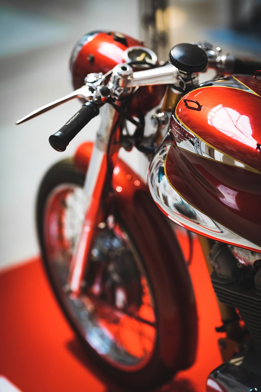 910x1365 HD Wallpaper: Motorcycle On Red Carpet, Mode Of Transportation, Close Up, Land Vehicle