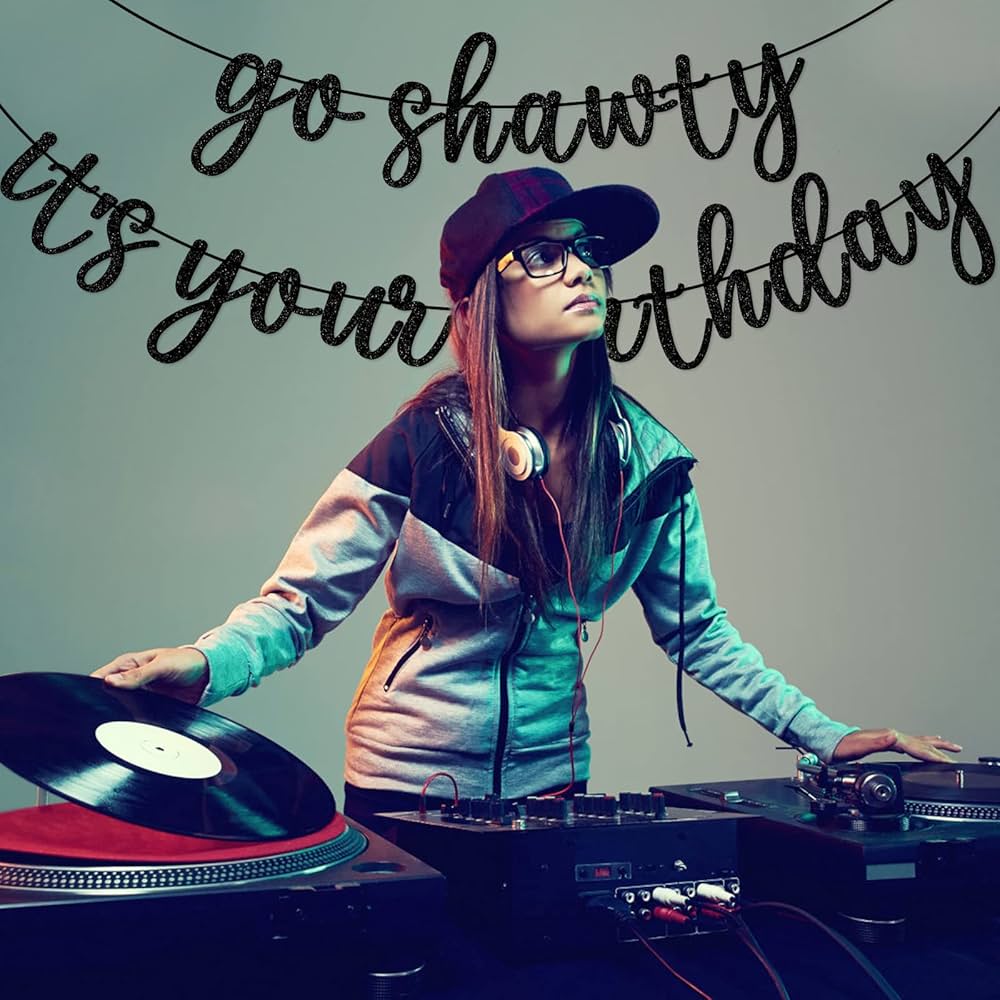 1000x1000 Go Shawty It's Your Birthday Banner, Hip Hop Birthday Party Decorations Supplies, Rap Theme Bday Bunting Sign, Pre Strung, Photo Props (Black) : Toys & Games