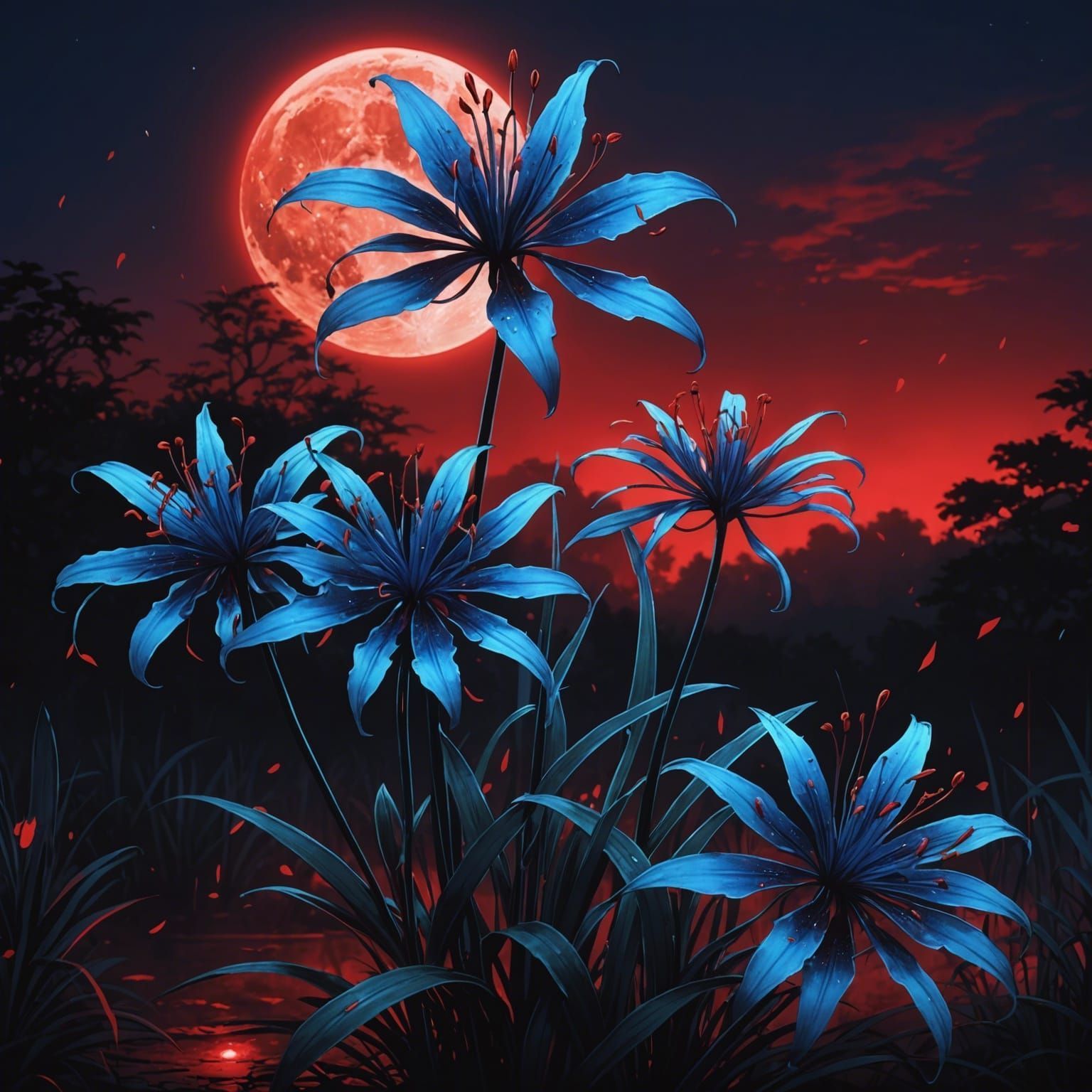 1536x1536 Blue Spider Lily Blue Spider Lilies in Anime Style