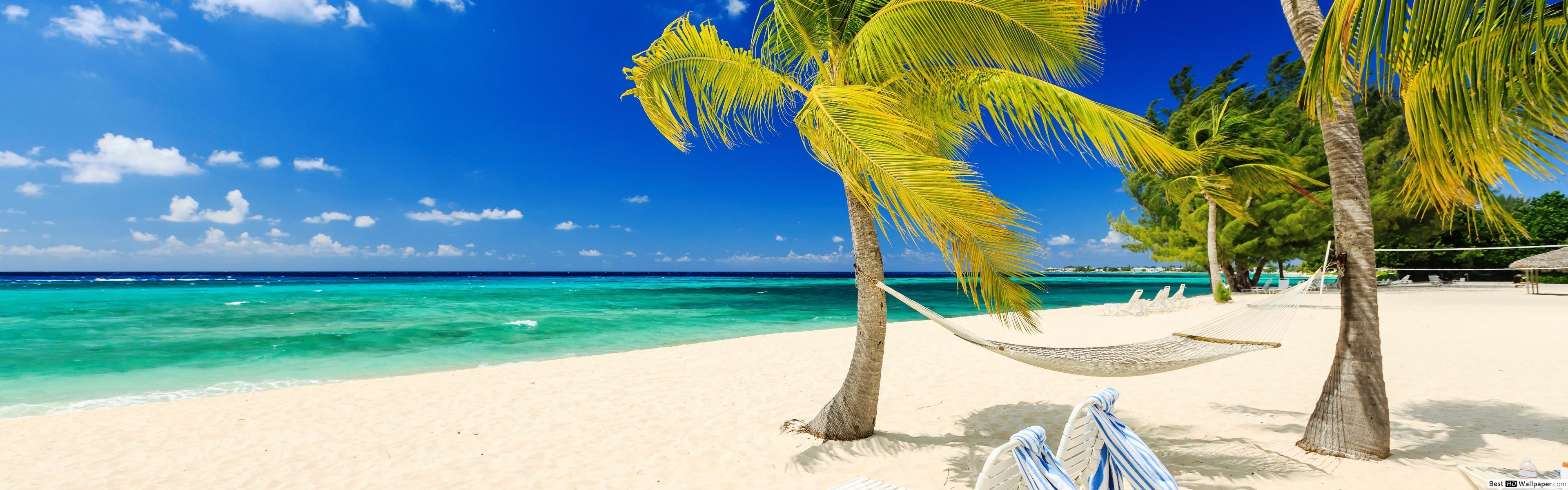 3840x1200 Sea Beach, Beautiful Place HD wallpaper download