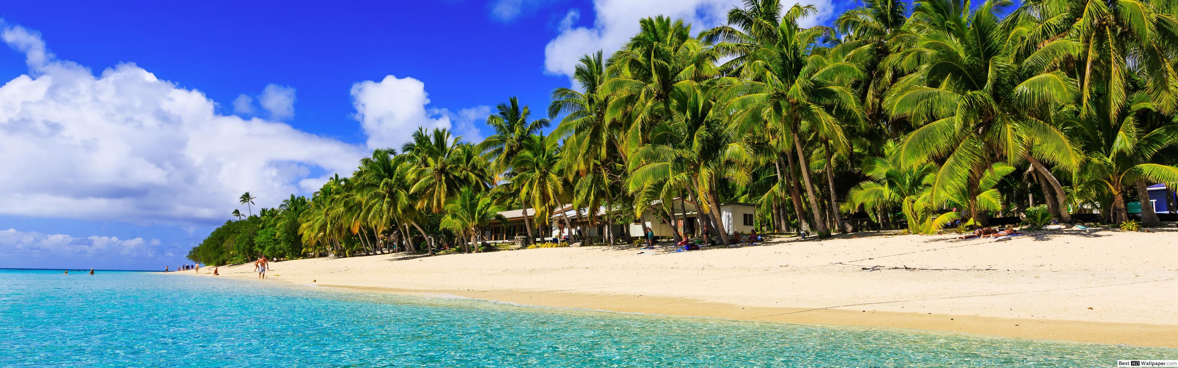 3840x1200 Beautiful Sea Beach HD wallpaper download