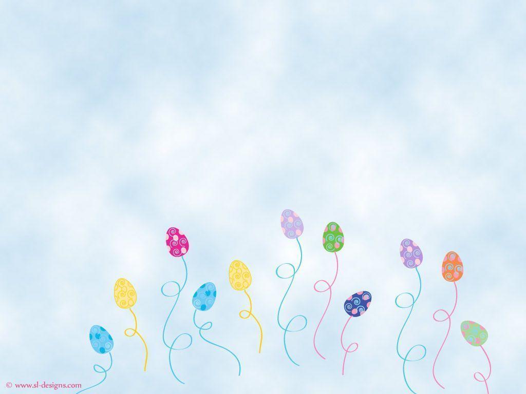 1024x768 Easter Desktop Wallpaper- Easter egg balloons
