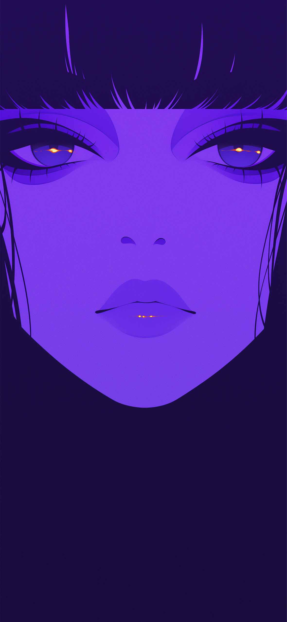 1180x2554 Purple Neon Anime Girl Art Wallpaper Girl Wallpaper
