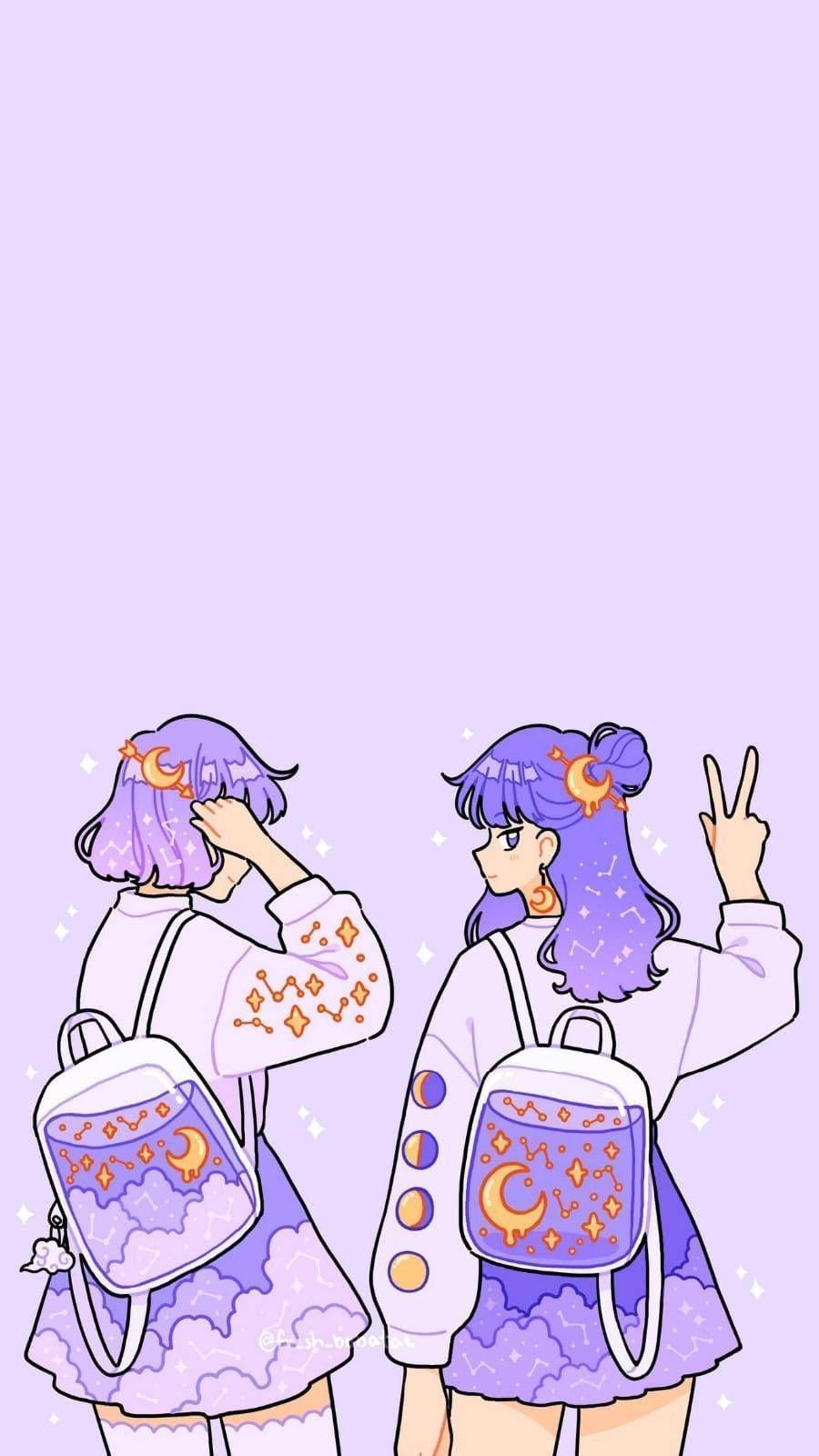 900x1600 Kawaii Purple Background