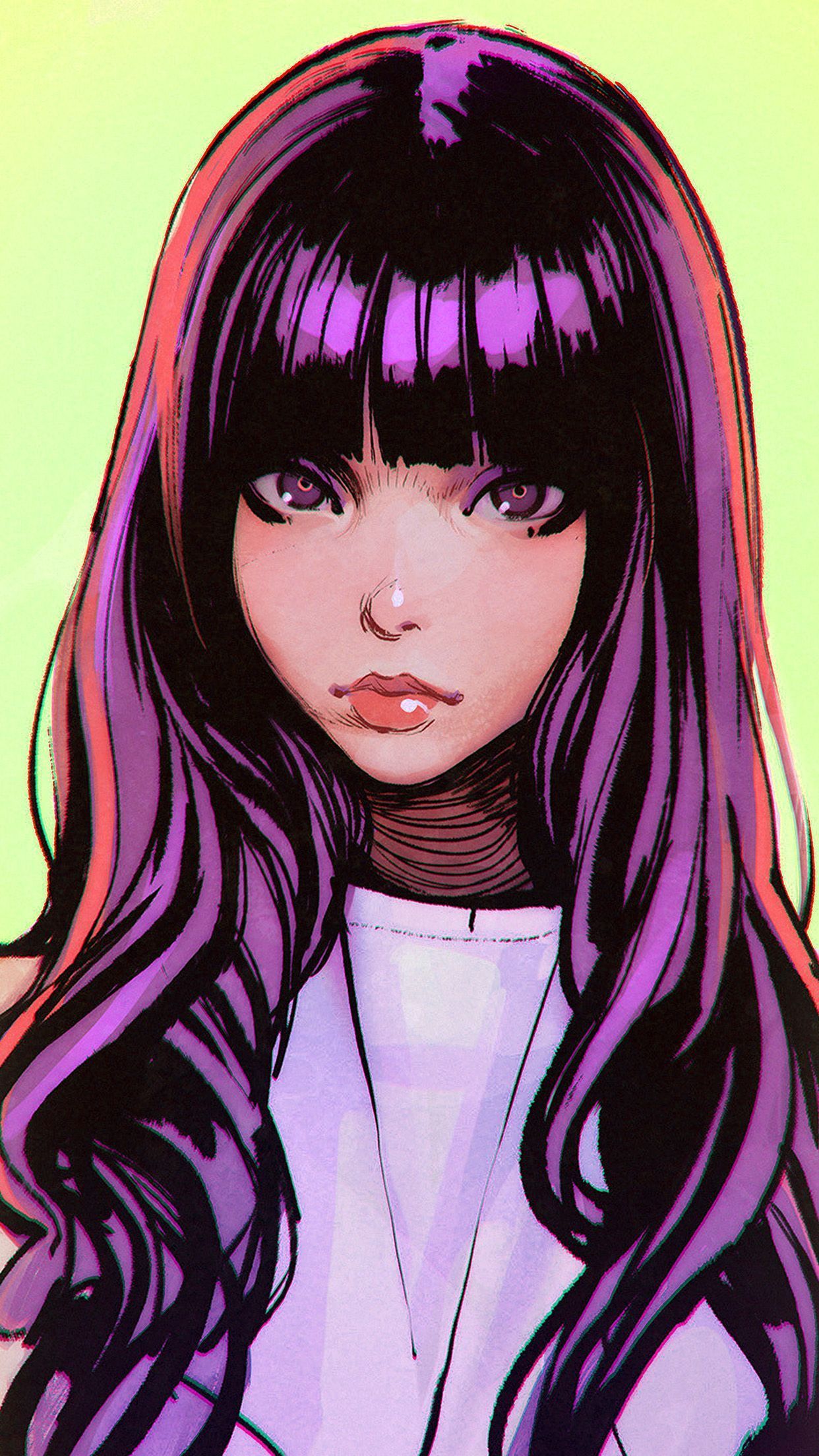 1242x2208 iPhone X wallpaper. ilya juvshinov girl purple illust face art cute