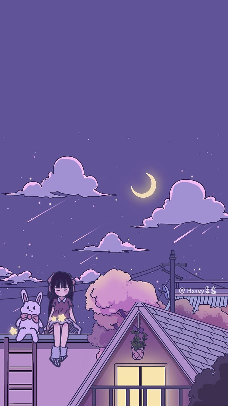 800x1422 HD alone purple girl wallpaper
