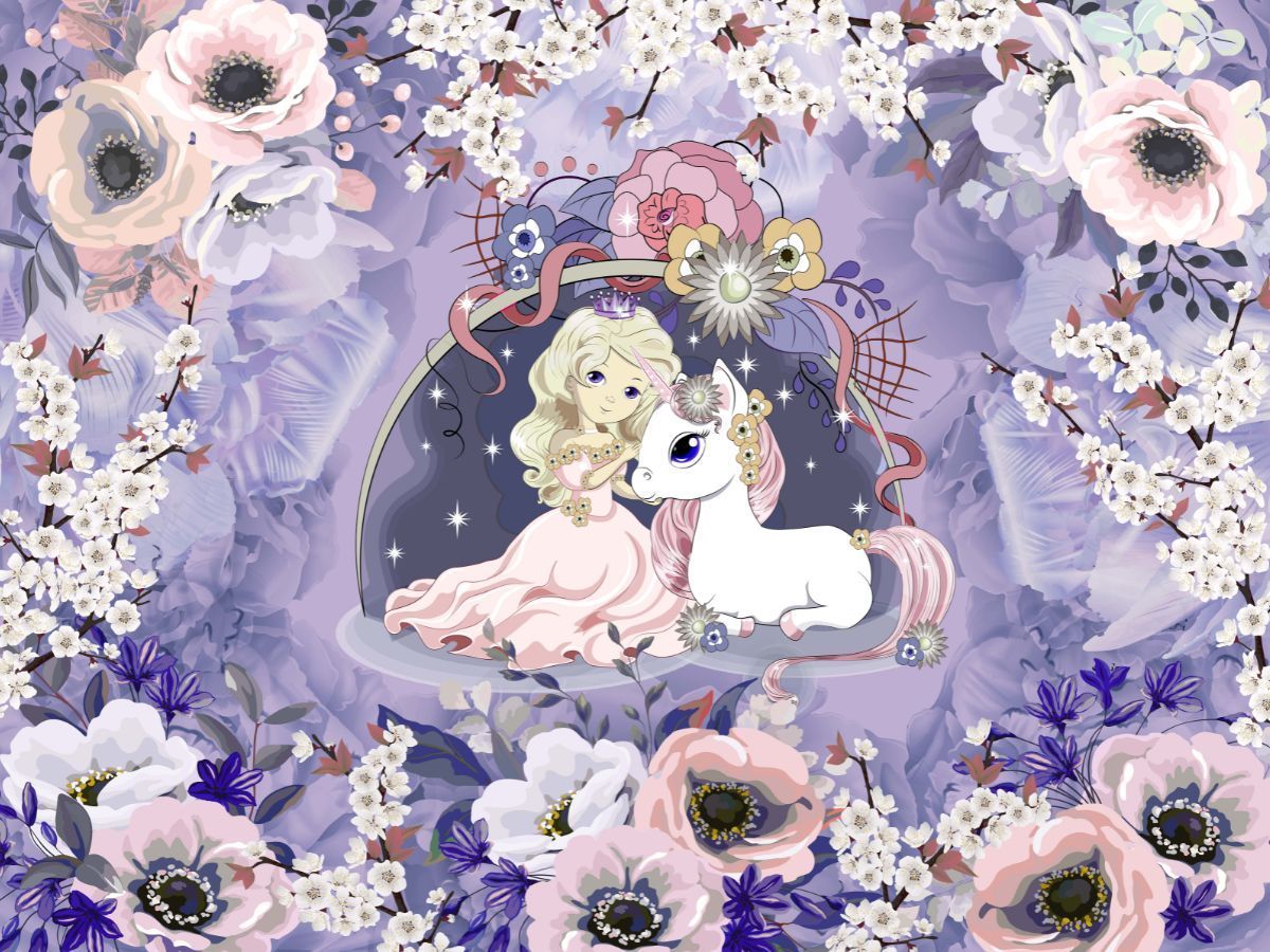 1200x900 Enchanted Dreamscape Princess & Unicorn Delight Girls Wallpaper®