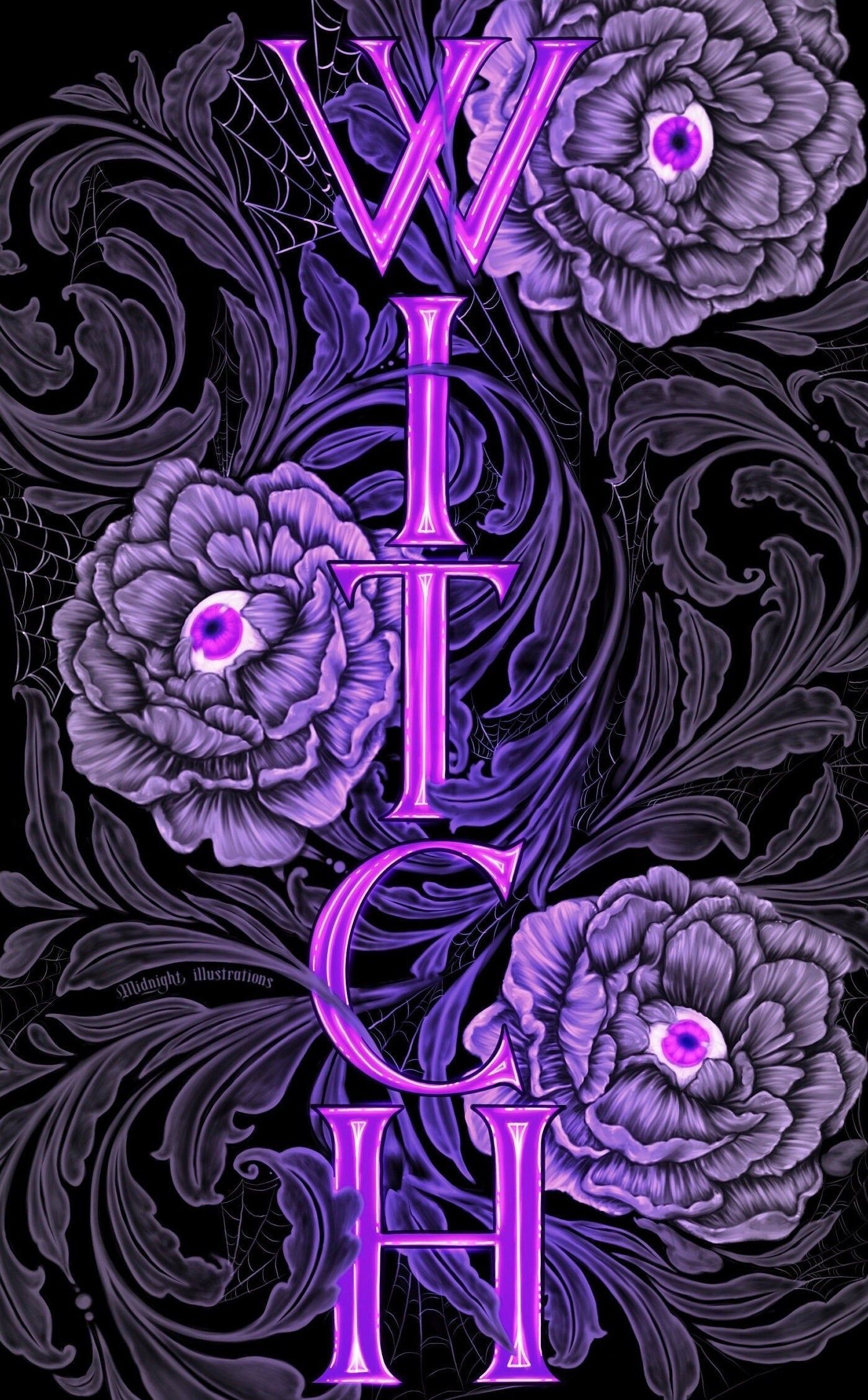 1401x2259 Witch art. witchcraft. eyeball flowers. art print. illustration