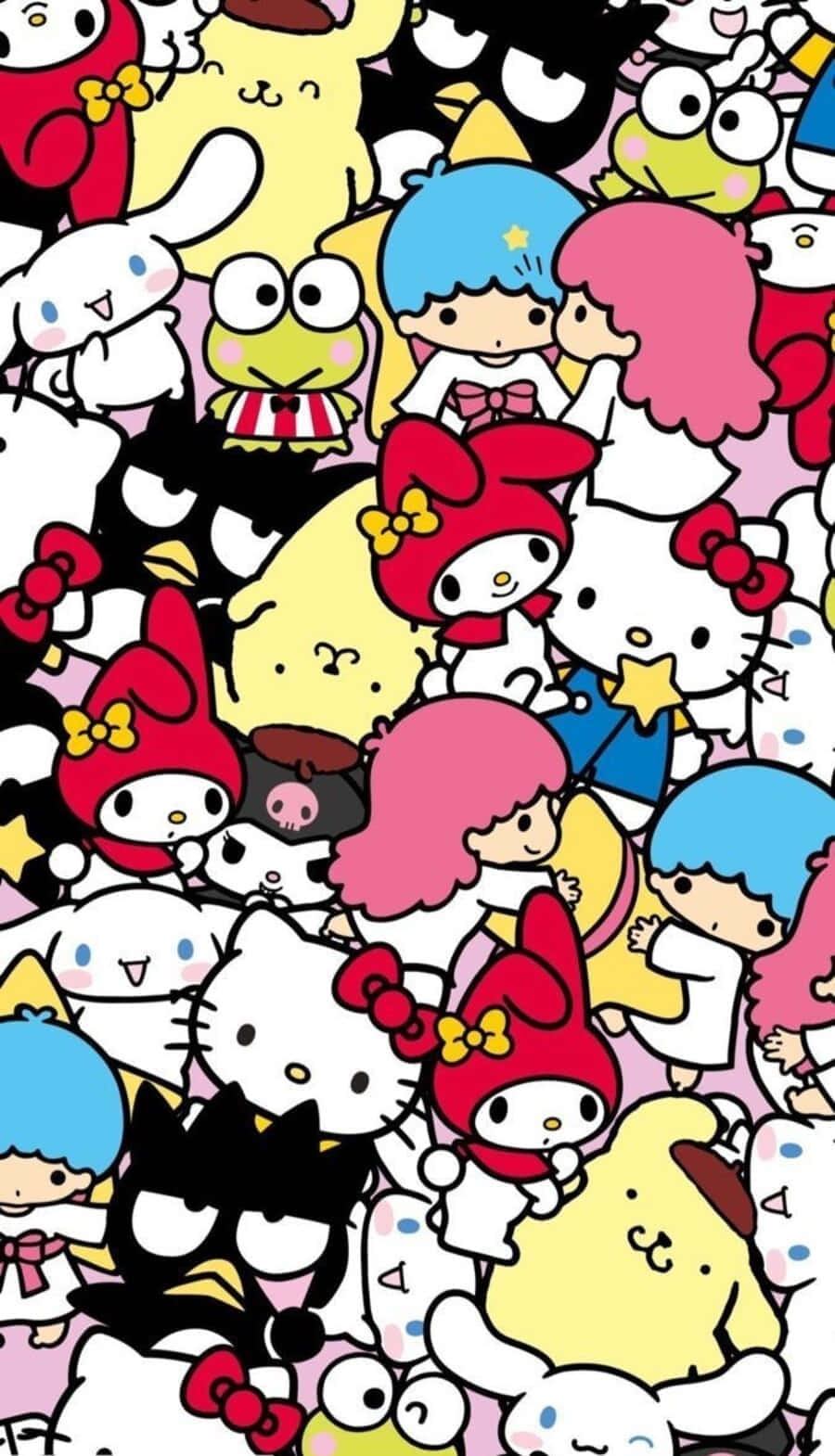 900x1570 Download Hello Kittyand Friends Collage Aesthetic Wallpaper