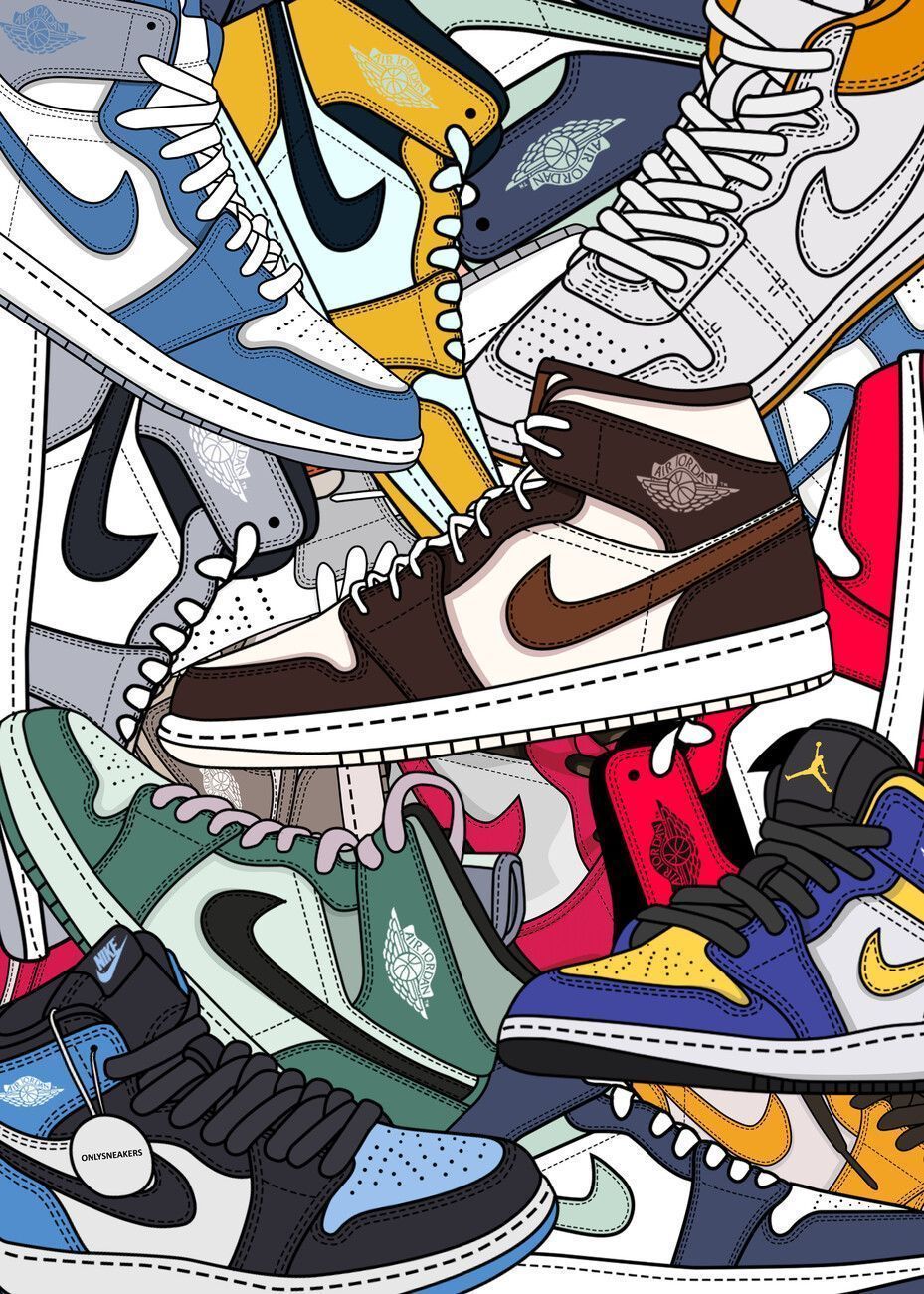 929x1300 Sneaker Collection Jordan Retro Collection Wallpaper Jordan Collection Wallpaper Nike Shoes Collection Art