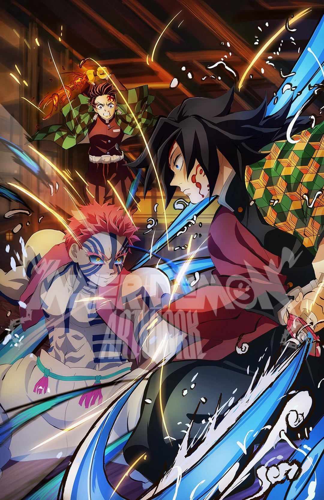 1080x1669 Tanjiro and Giyu vs. Akaza