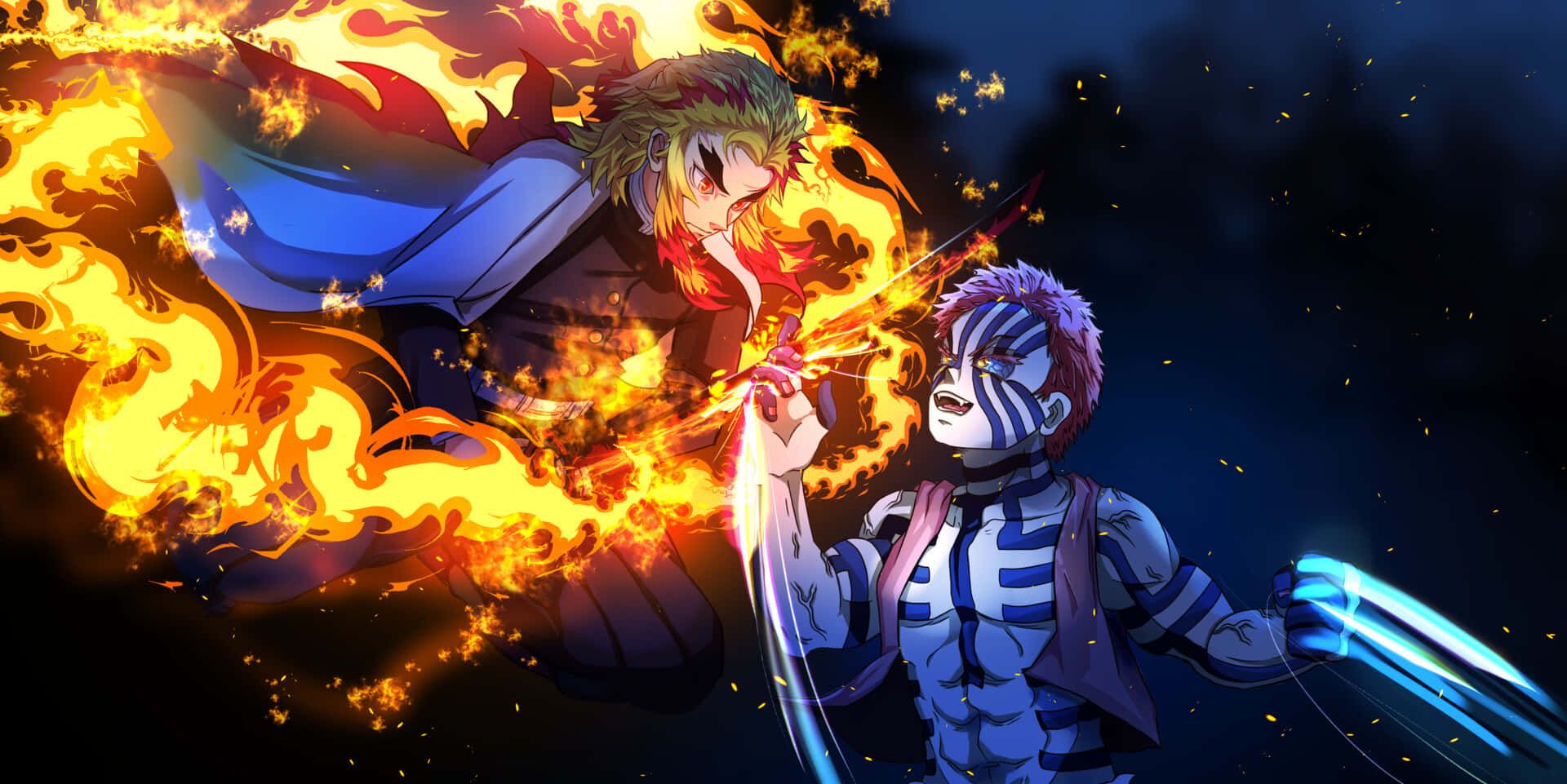 1920x961 Rengoku Vs Akaza Wallpaper