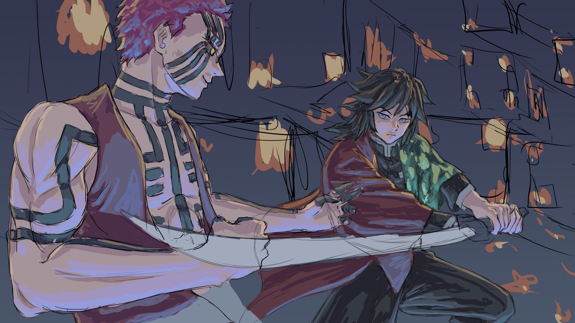 1920x1080 Akaza vs Giyuu