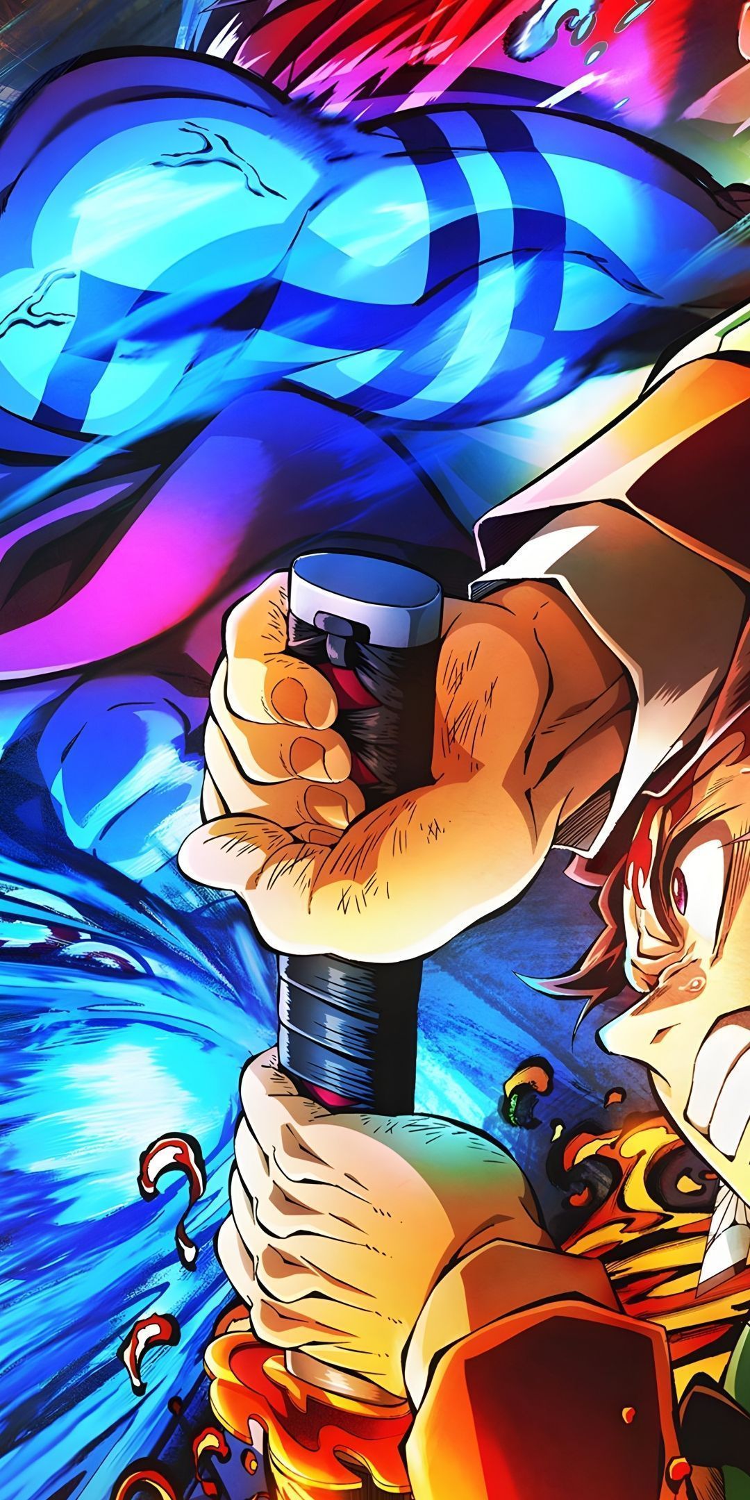 1080x2160 Tanjiro Vs Akaza Wallpaper