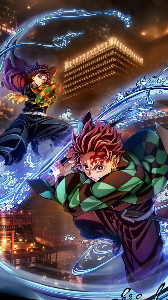 674x1198 Tanjiro and Giyu wallpaper