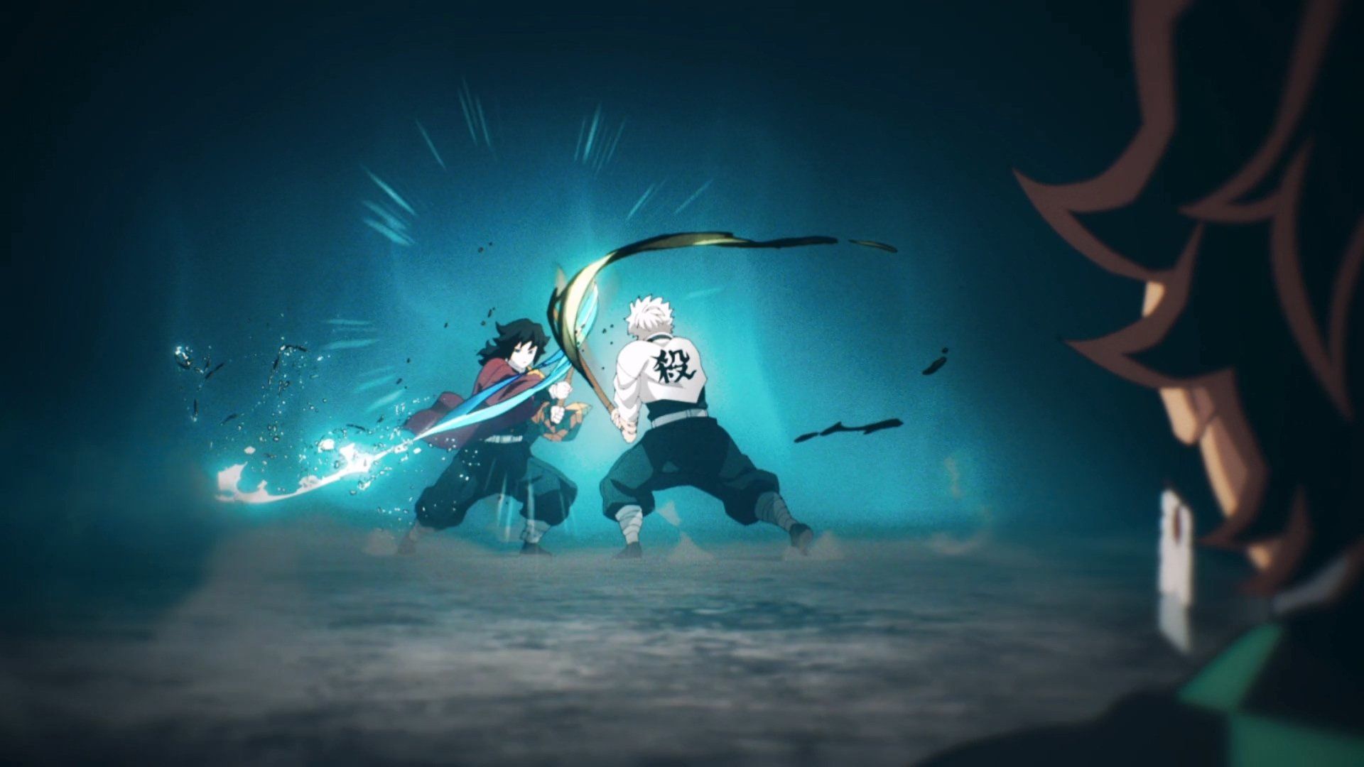 1920x1080 Demon Slayer HD Wallpaper: Sanemi Shinazugawa & Giyuu Tomioka in Action