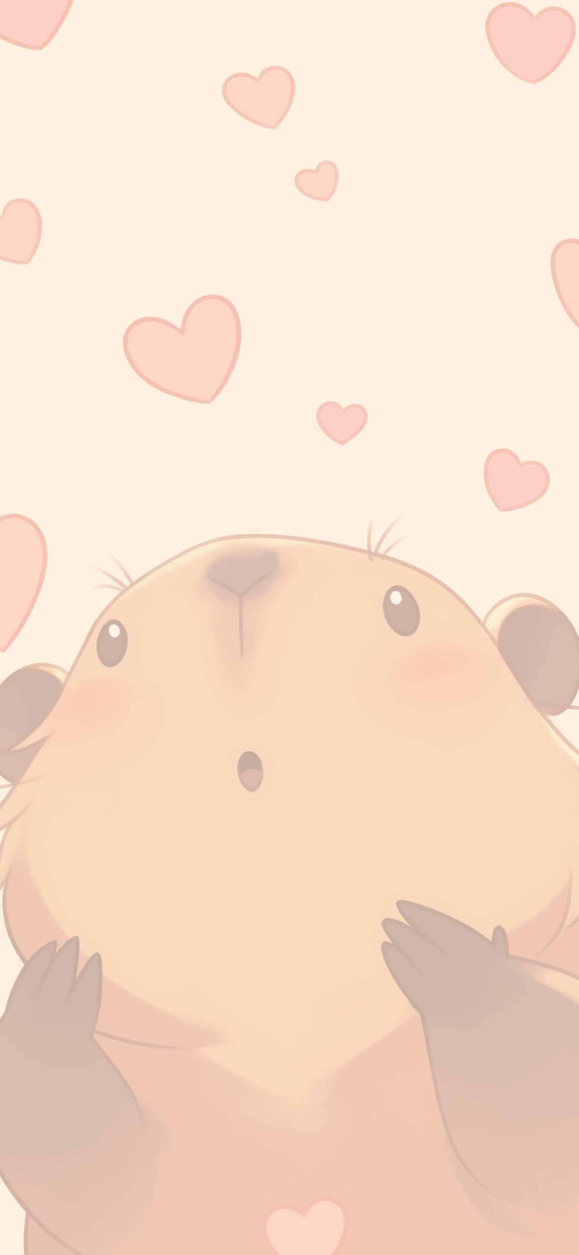 1180x2554 Adorable Capybara Heartfall Cute Wallpaper