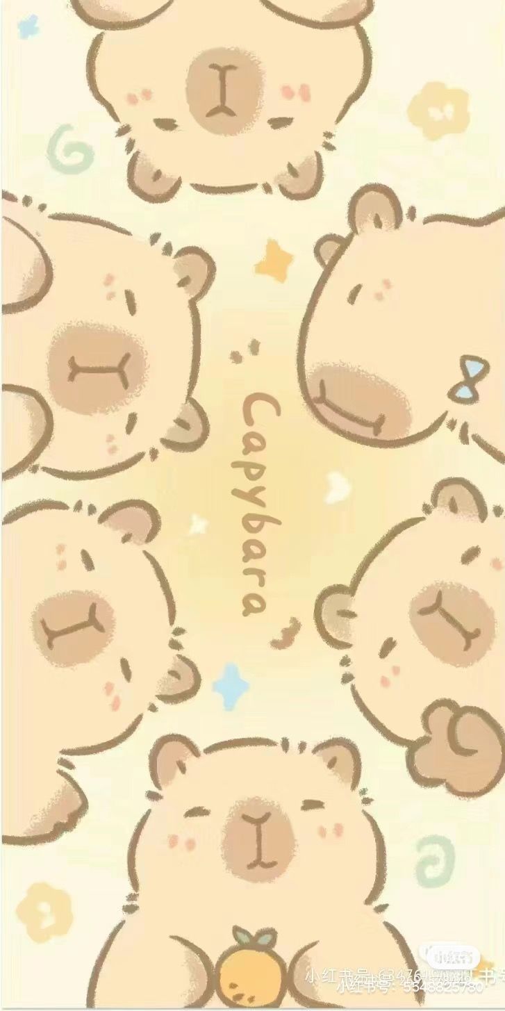 727x1455 Kawaii Capybara Wallpaper