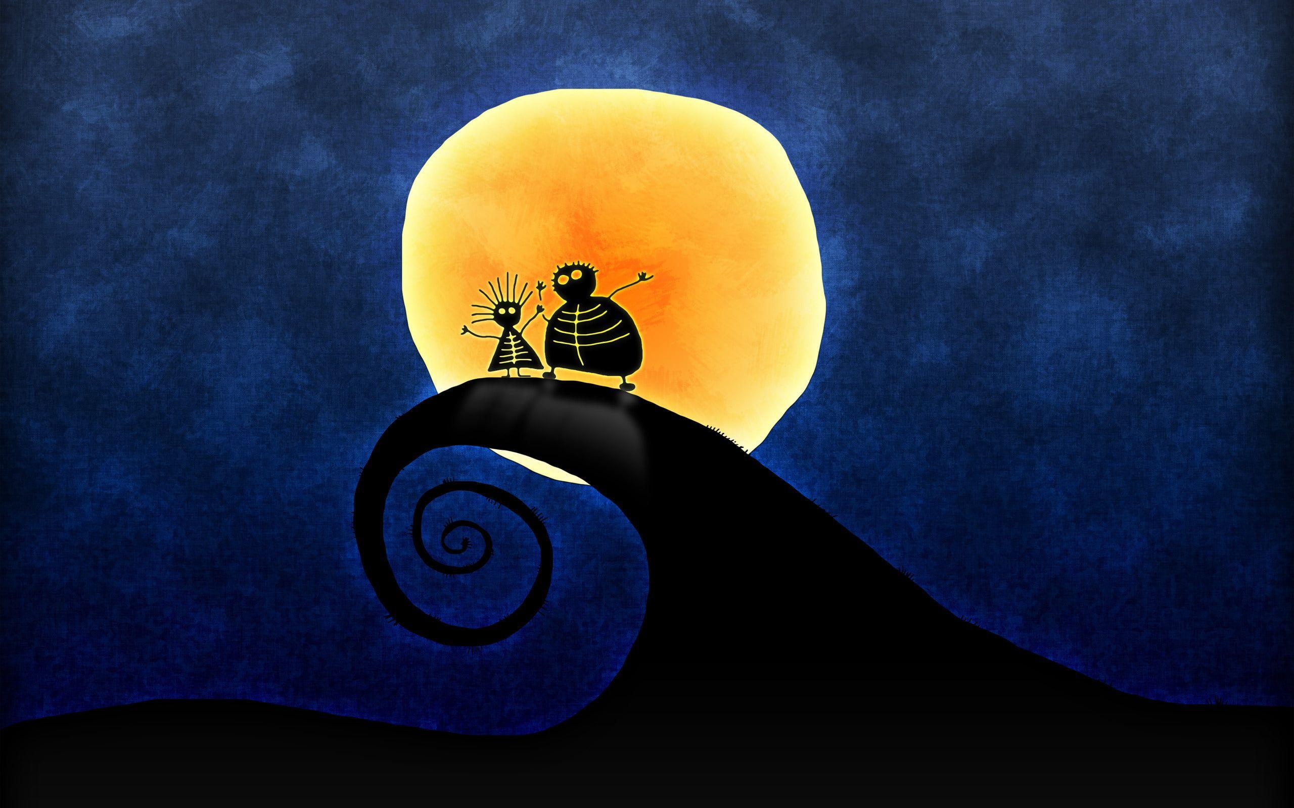 2560x1600 Jack and Sally from Nightmare, painting of two person standing
