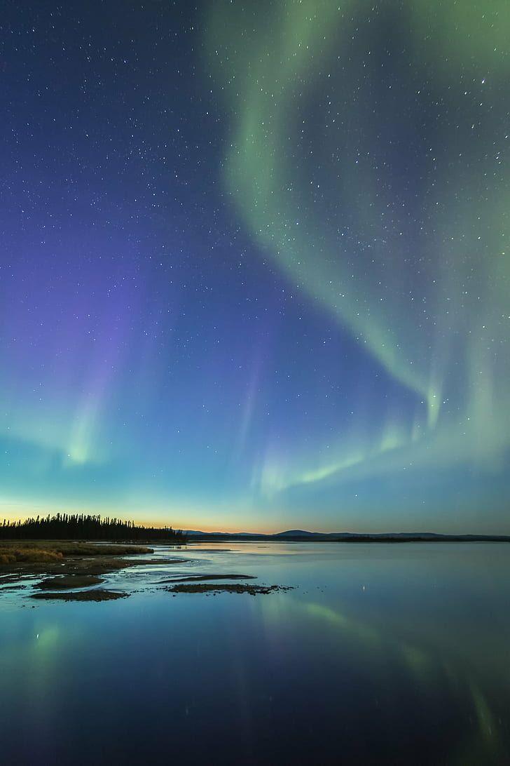728x1092 HD wallpaper: Aurora Borealis, Dawn, Auroras, northern lights, Alaska, spring