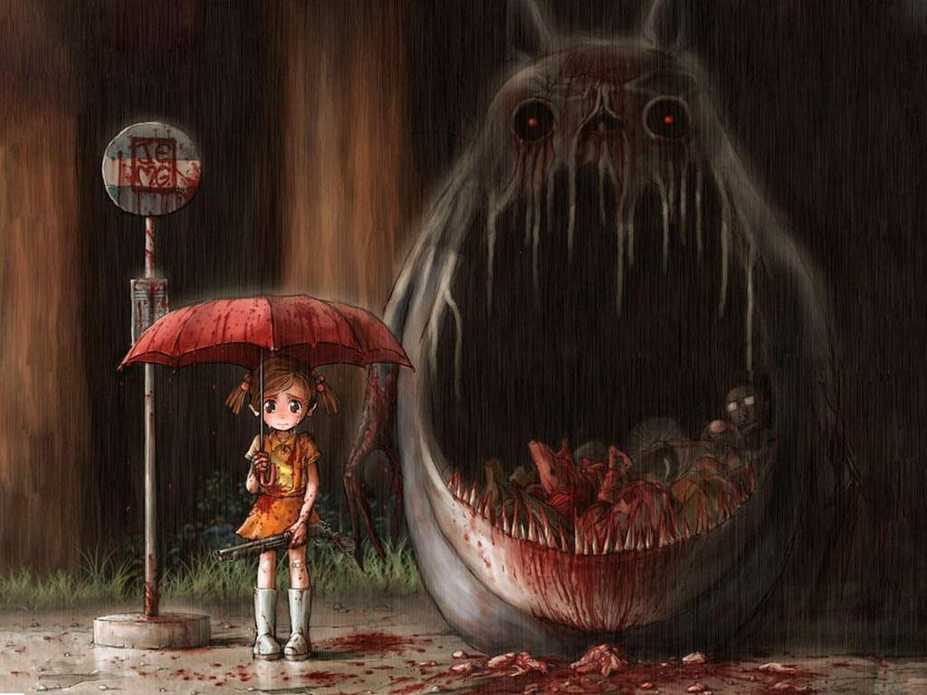 1024x768 Anime Horror Wallpaper